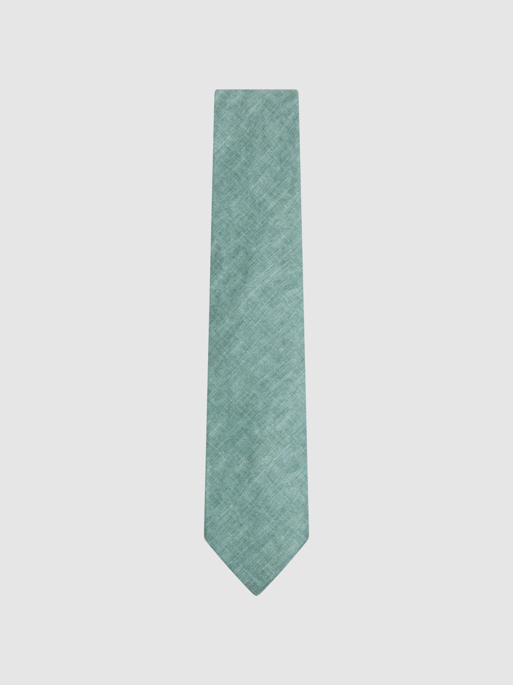 Linen Tie in Pistachio Melange - Image 1 of 5 Linen Tie in Pistachio Melange - Image 1 of 5
