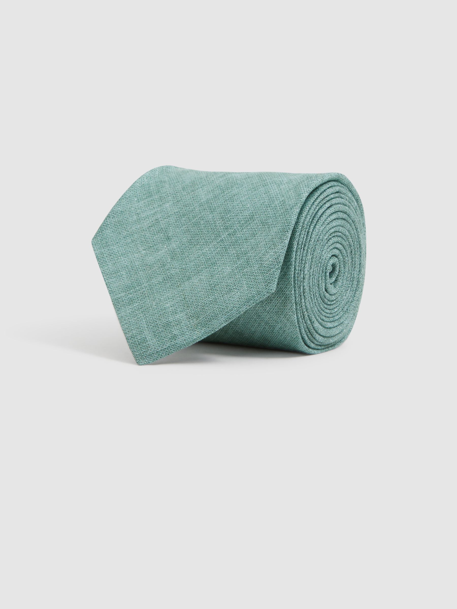 Linen Tie in Pistachio Melange - Image 3 of 5