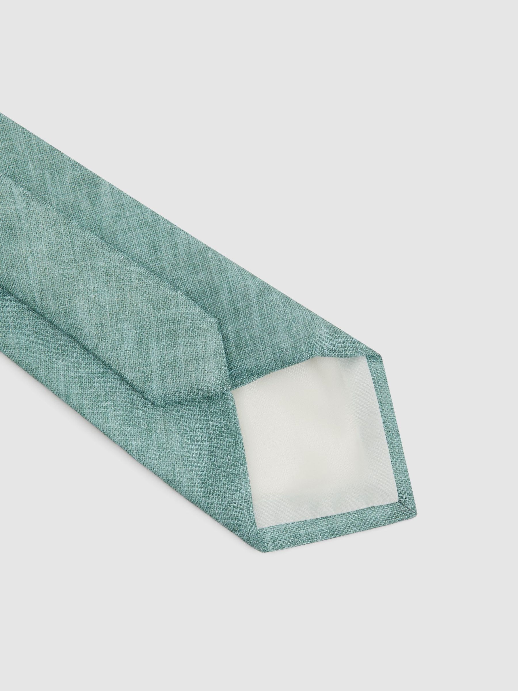 Linen Tie in Pistachio Melange - Image 4 of 5