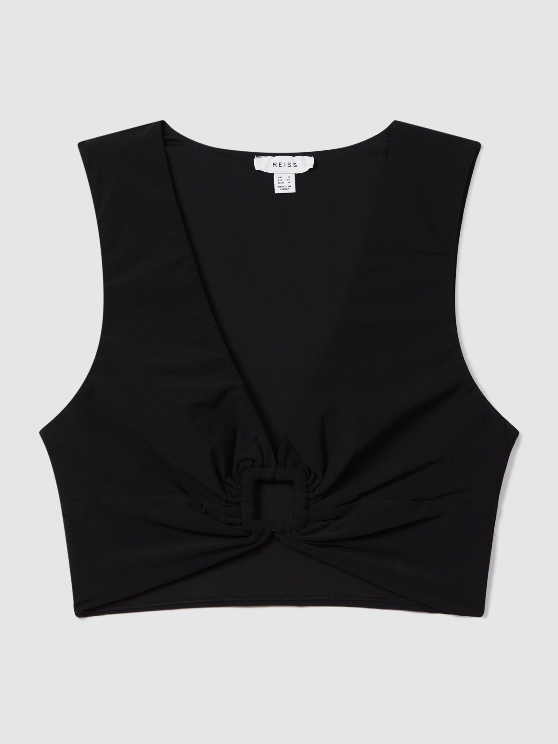 Ruche Bikini Tank Top in Black - Image 2 of 6
