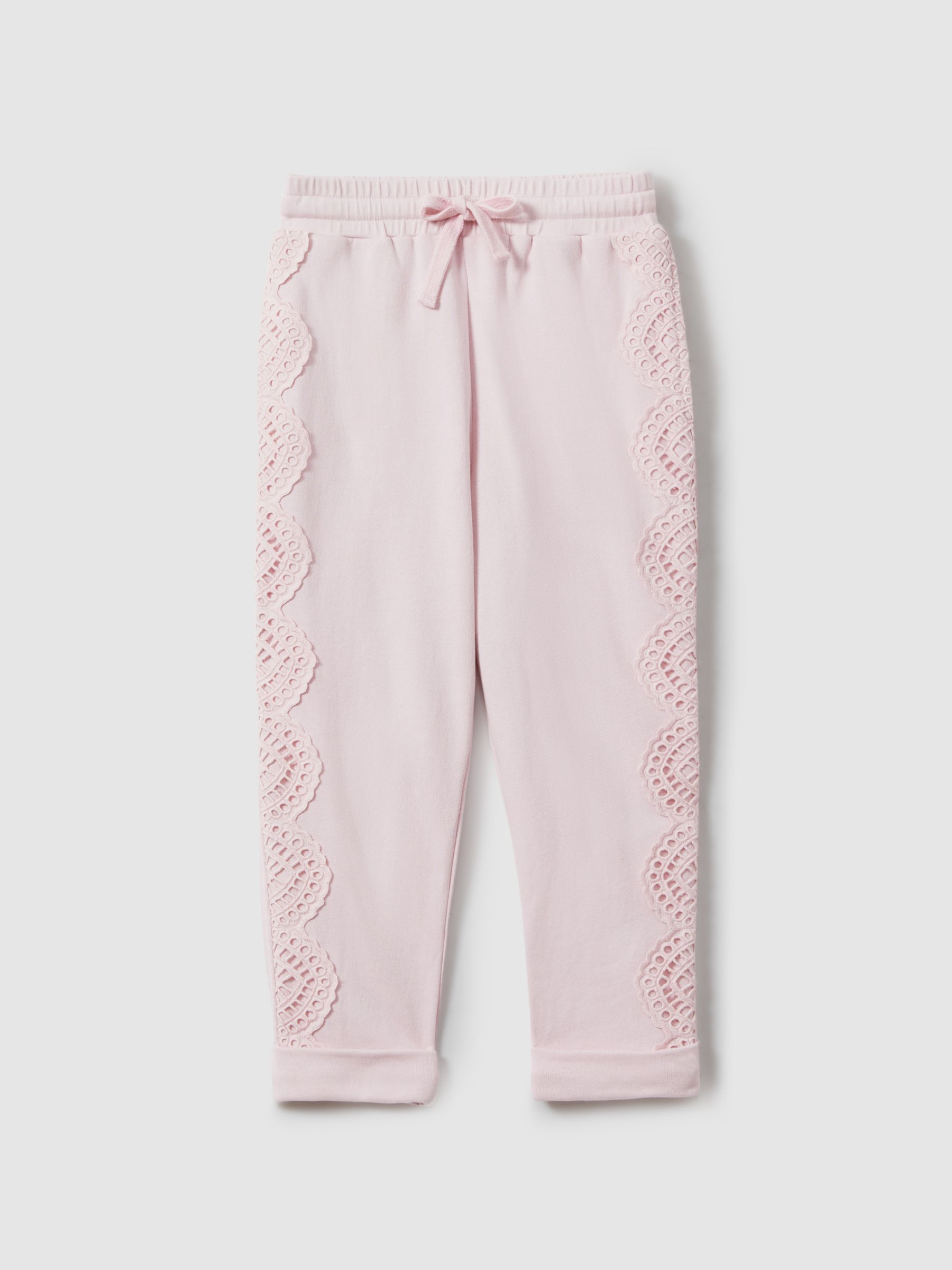 9-13 yrs Cotton Broderie Drawstring Trousers in Pink - Image 2 of 4