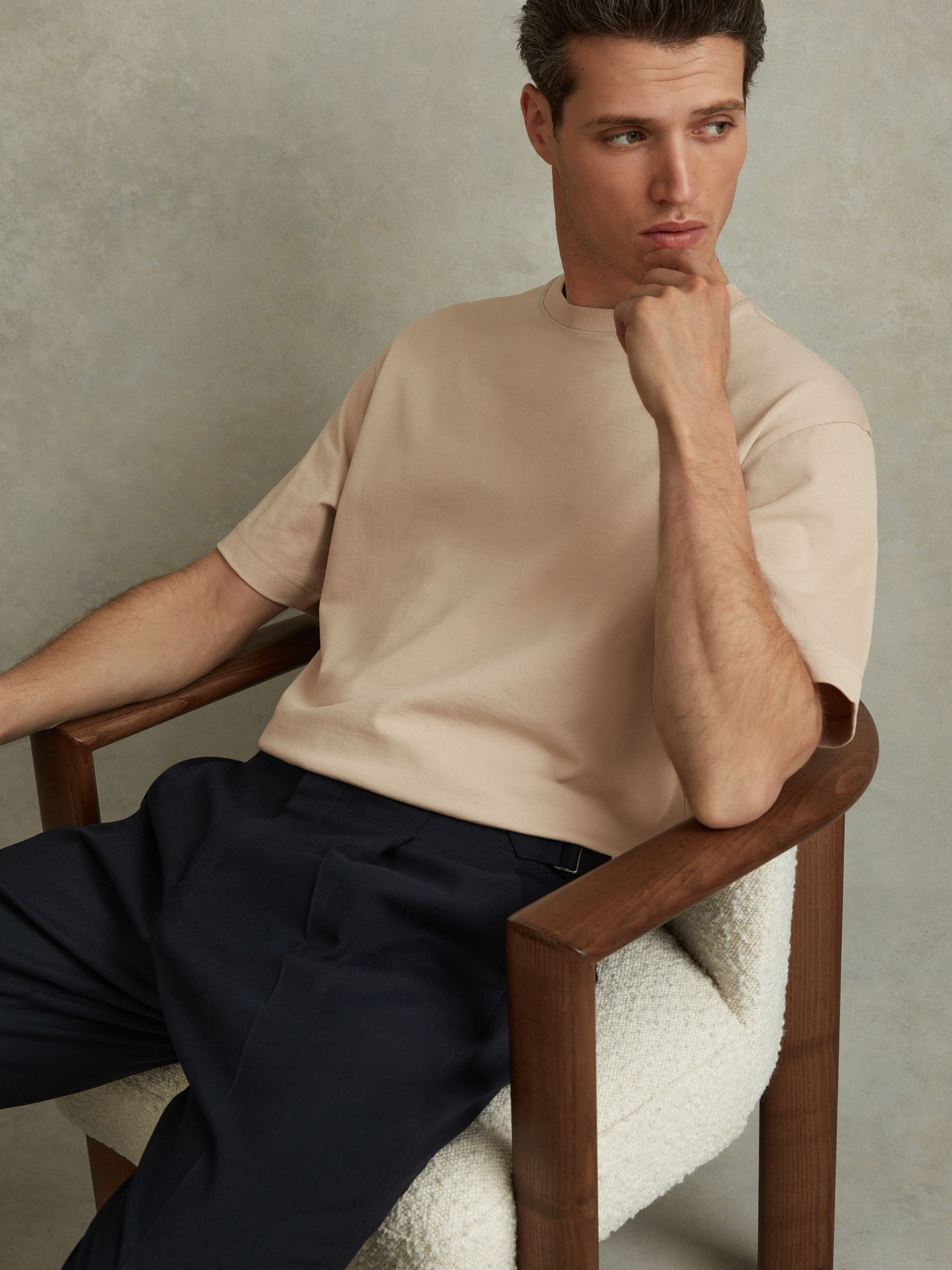 Oversized Garment Dye T-Shirt in Oatmeal - Image 1 of 5