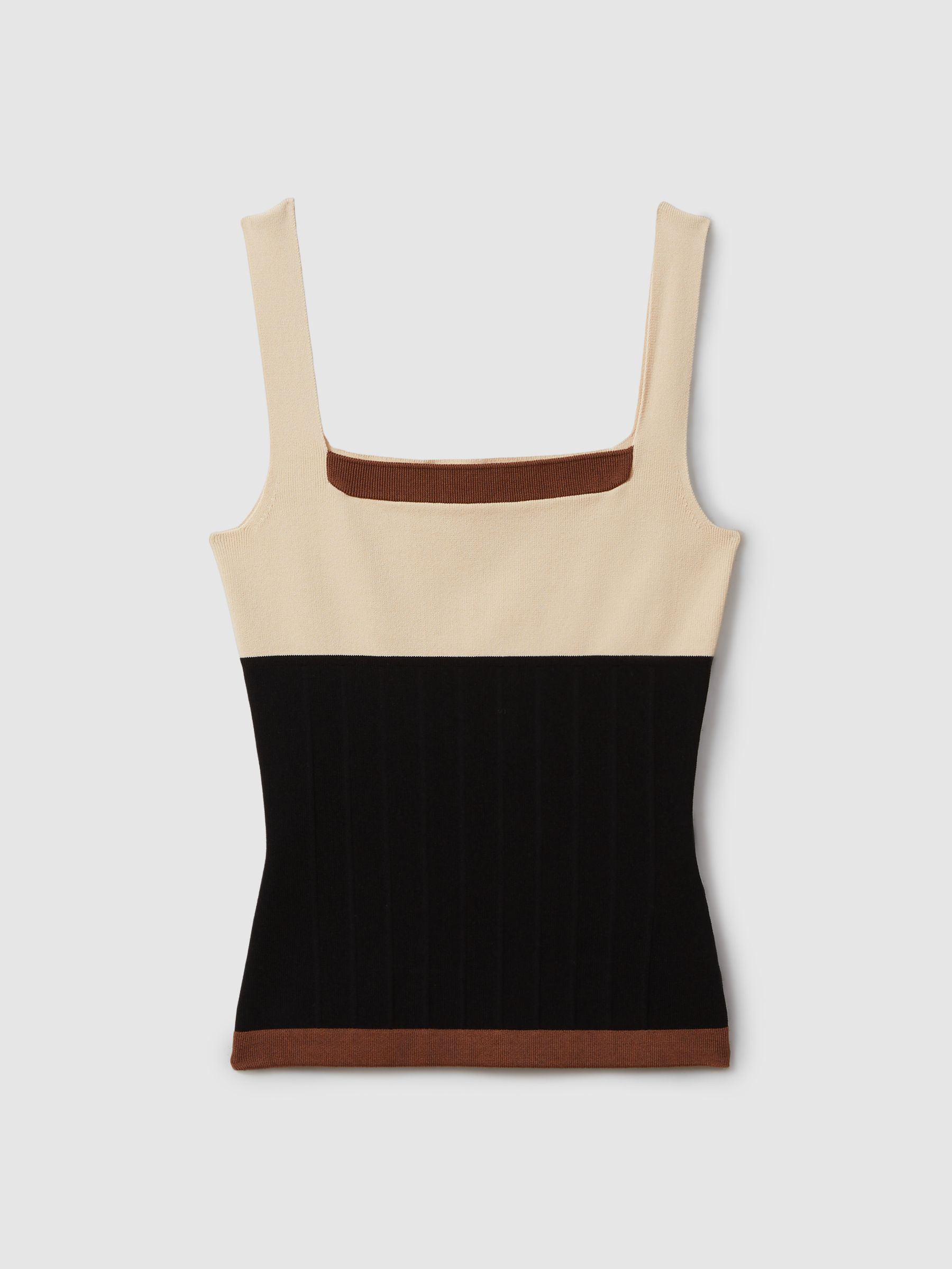 Colourblock Square Neck Vest in Nude/Black - Image 2 of 5