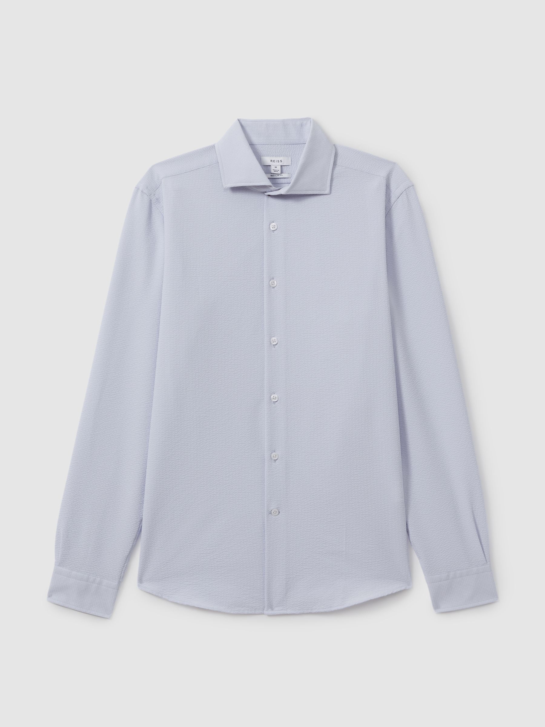 Textured Cutaway Collar Shirt in Soft Blue - Image 1 of 6