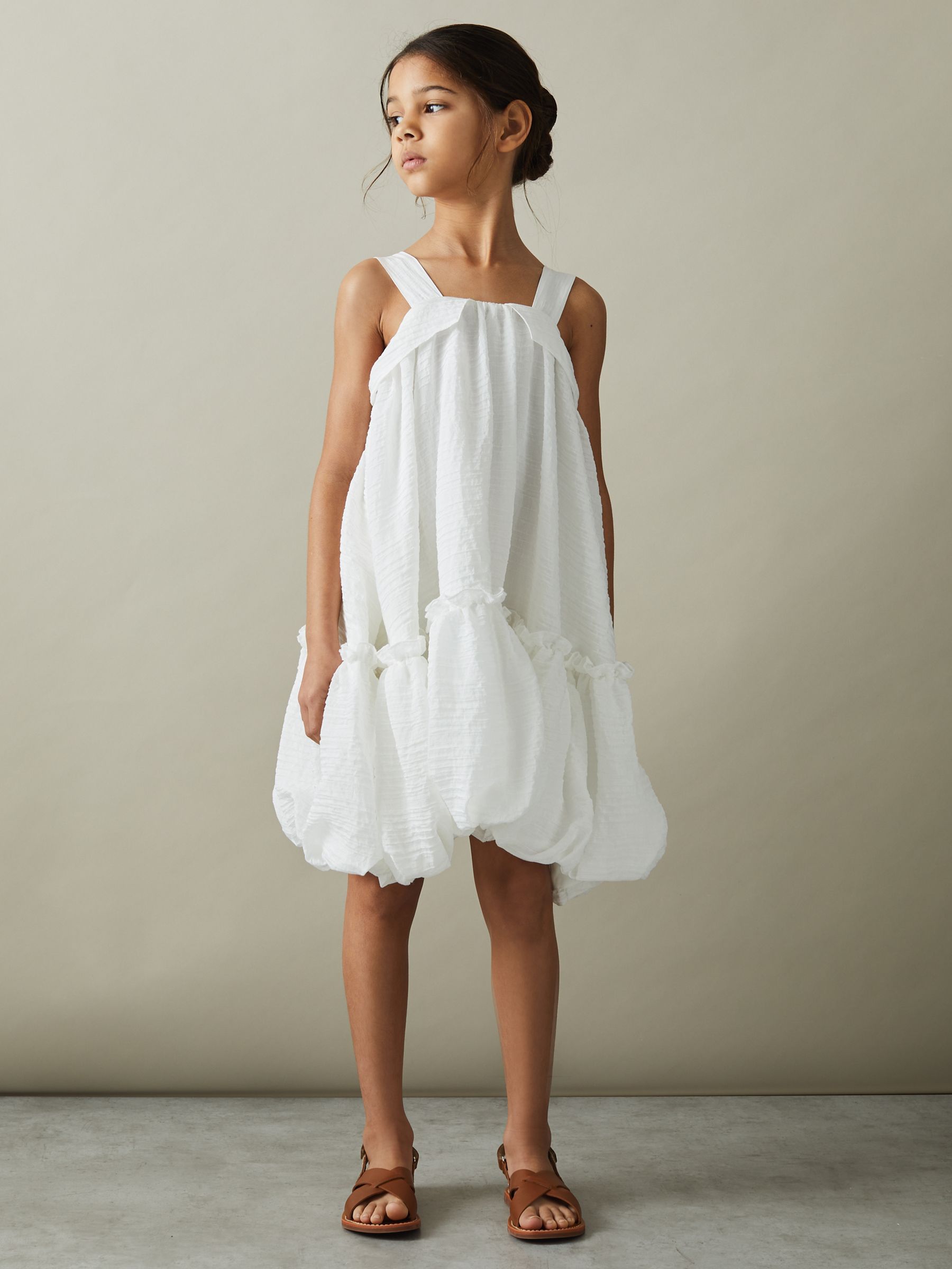 4-9 yrs Seersucker Bubble Hem Dress in Ivory - Image 1 of 4