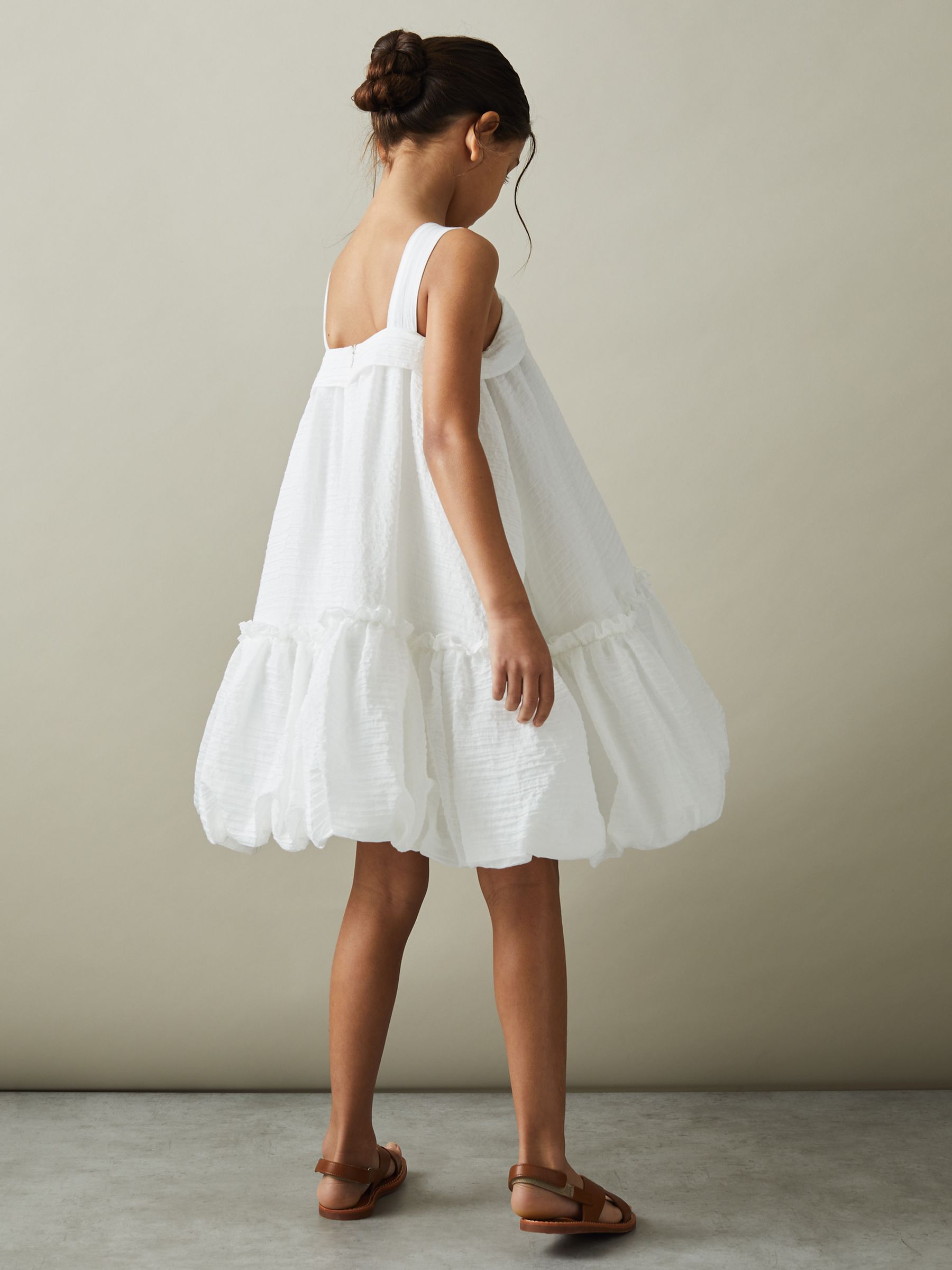 4-9 yrs Seersucker Bubble Hem Dress in Ivory - Image 3 of 4