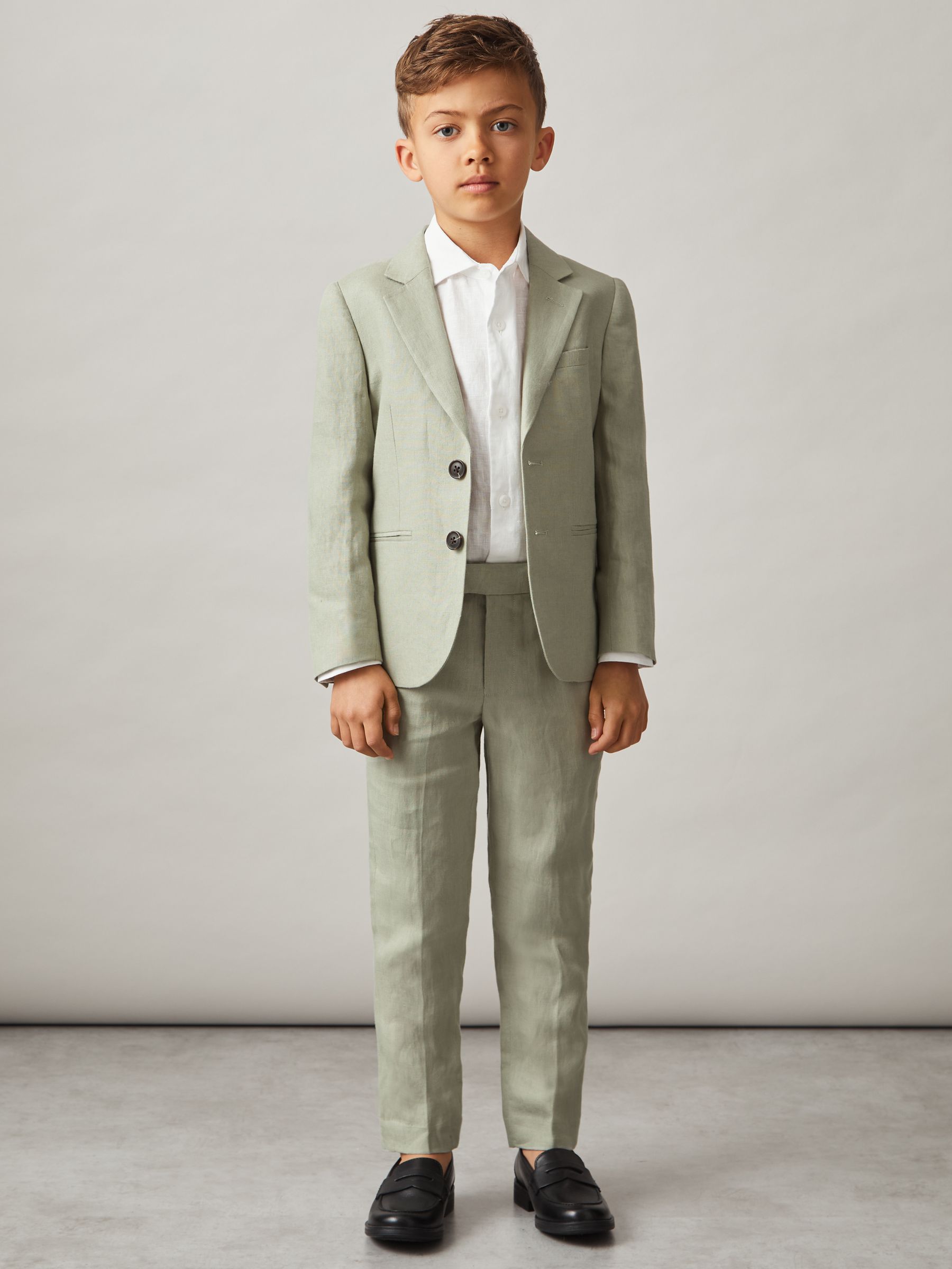 Teen Linen Single Breasted Blazer in Apple - Image 3 of 5