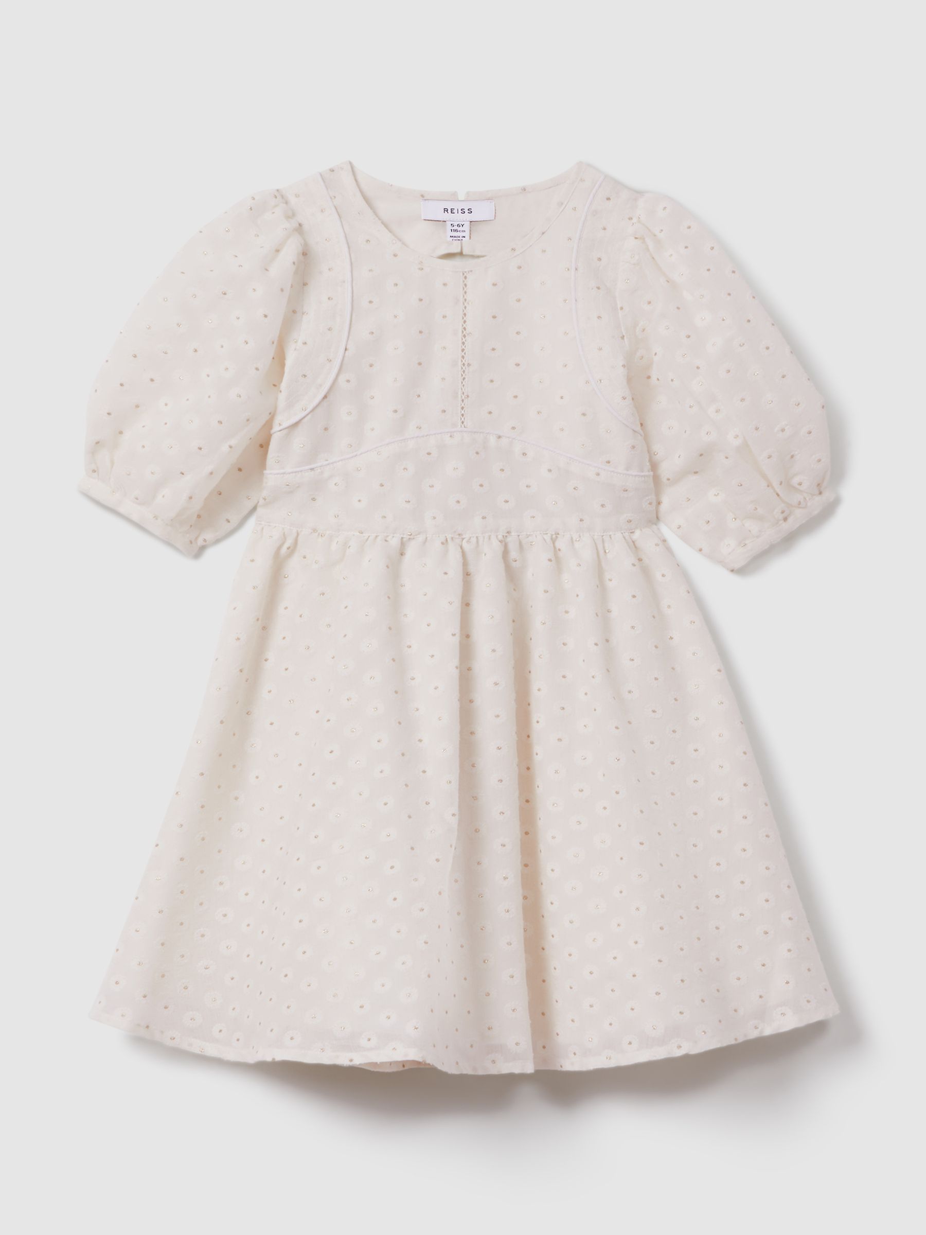 4-9 yrs Metallic Polka Dot Dress in Ivory - Image 2 of 4