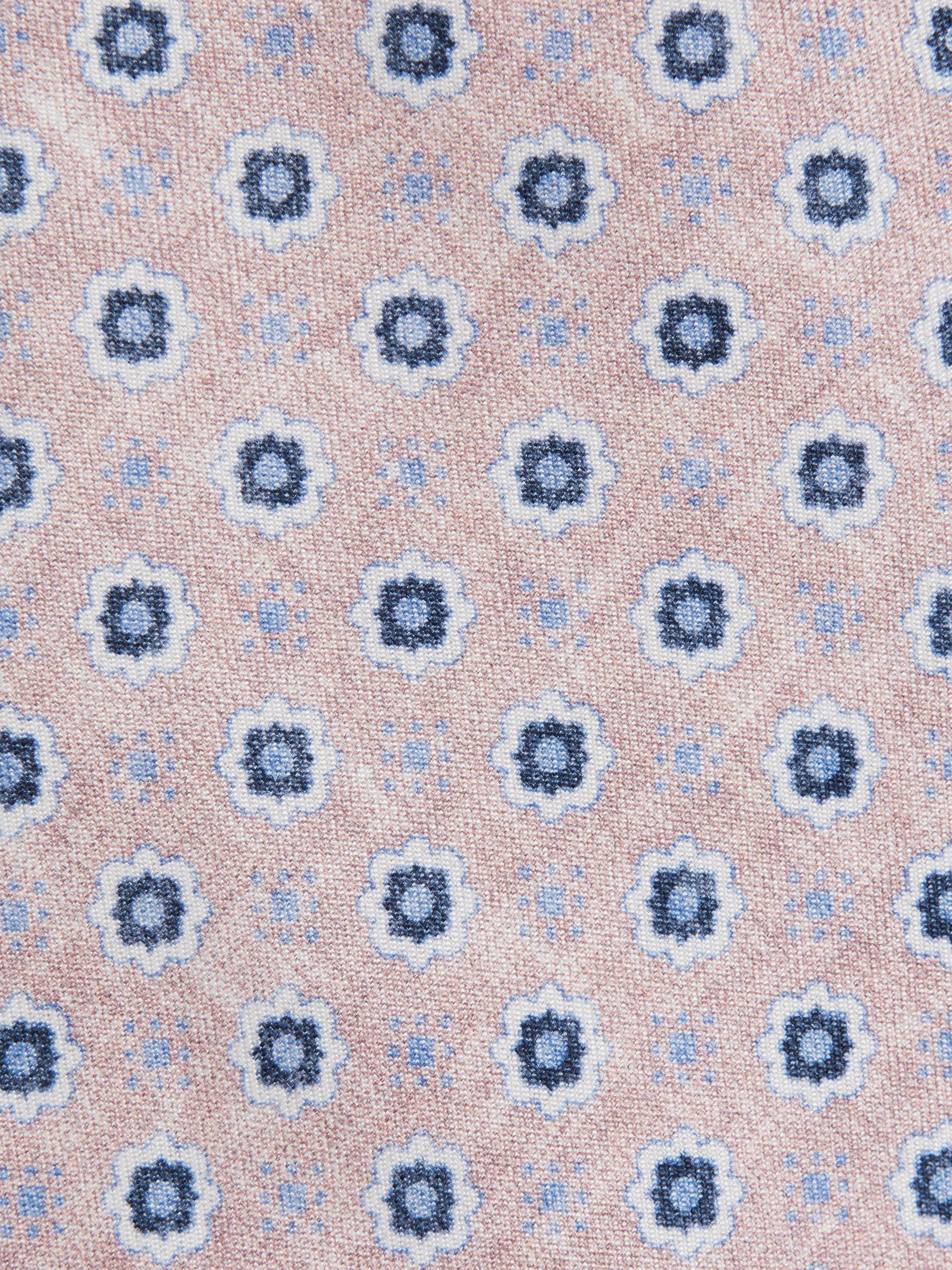 Silk Floral Print Tie in Soft Rose - Image 6 of 7