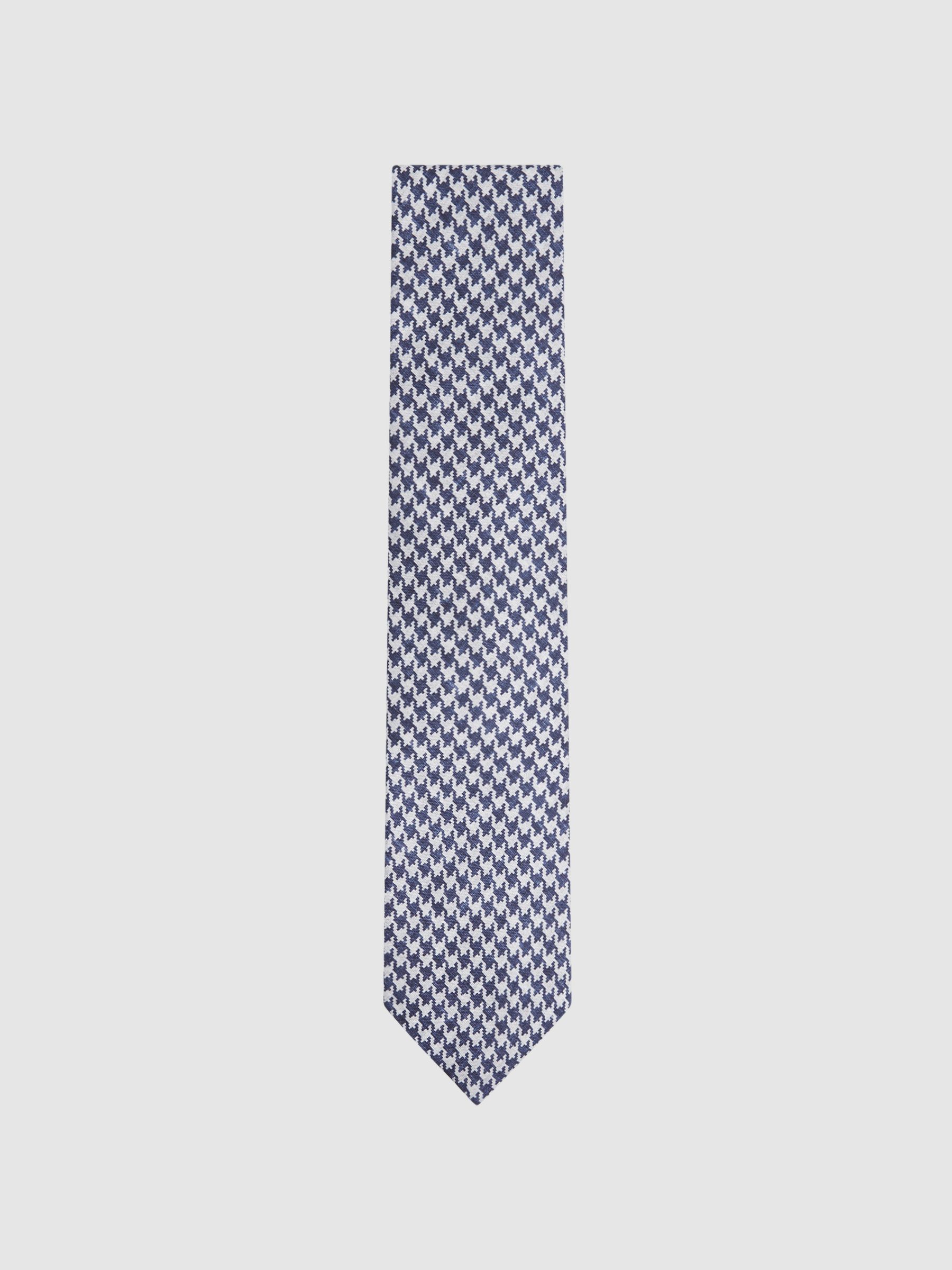 Silk Dogtooth Tie in Airforce Blue - Image 1 of 1