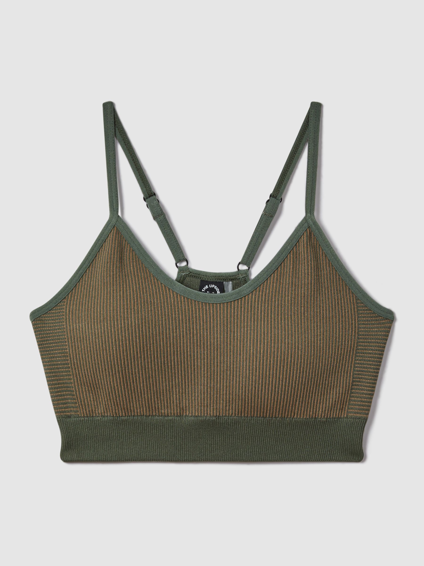 The Upside Striped Sports Bra in Khaki - Image 2 of 5