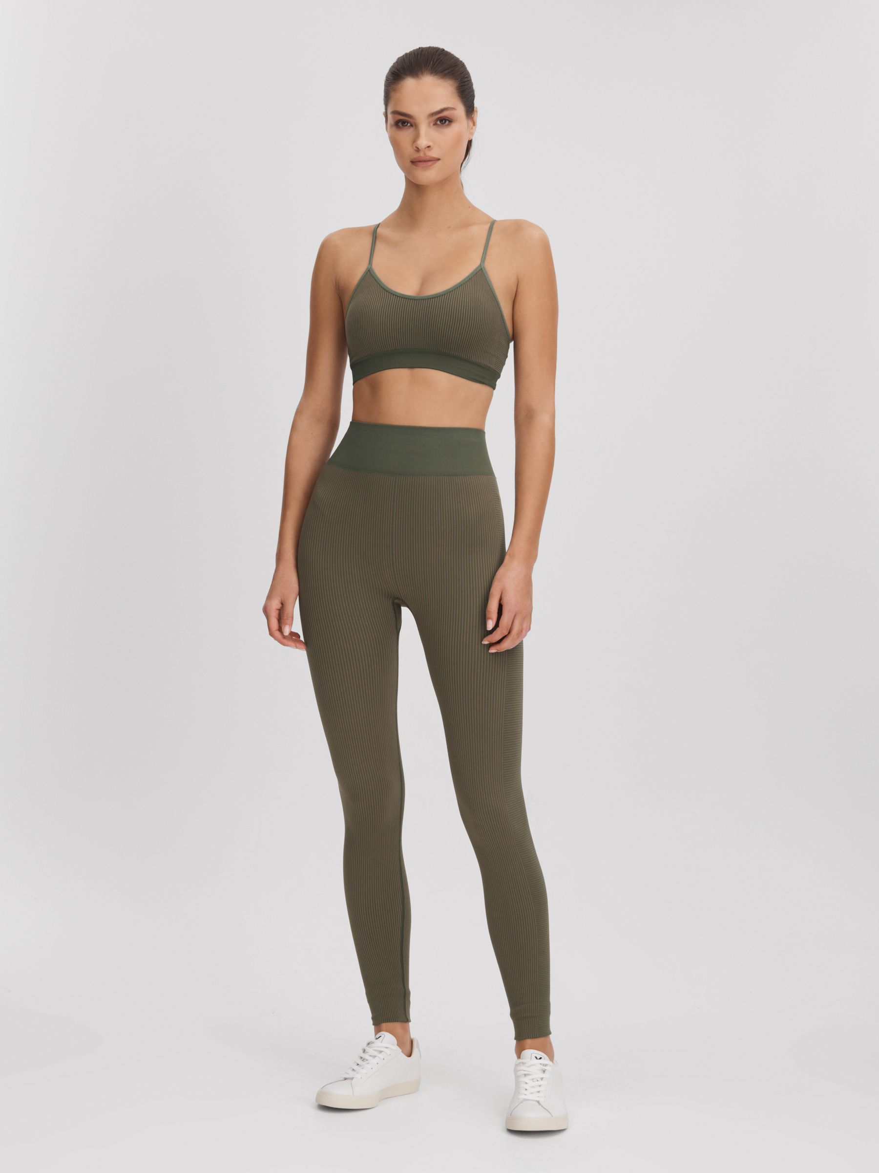 The Upside Striped Sports Bra in Khaki - Image 3 of 5