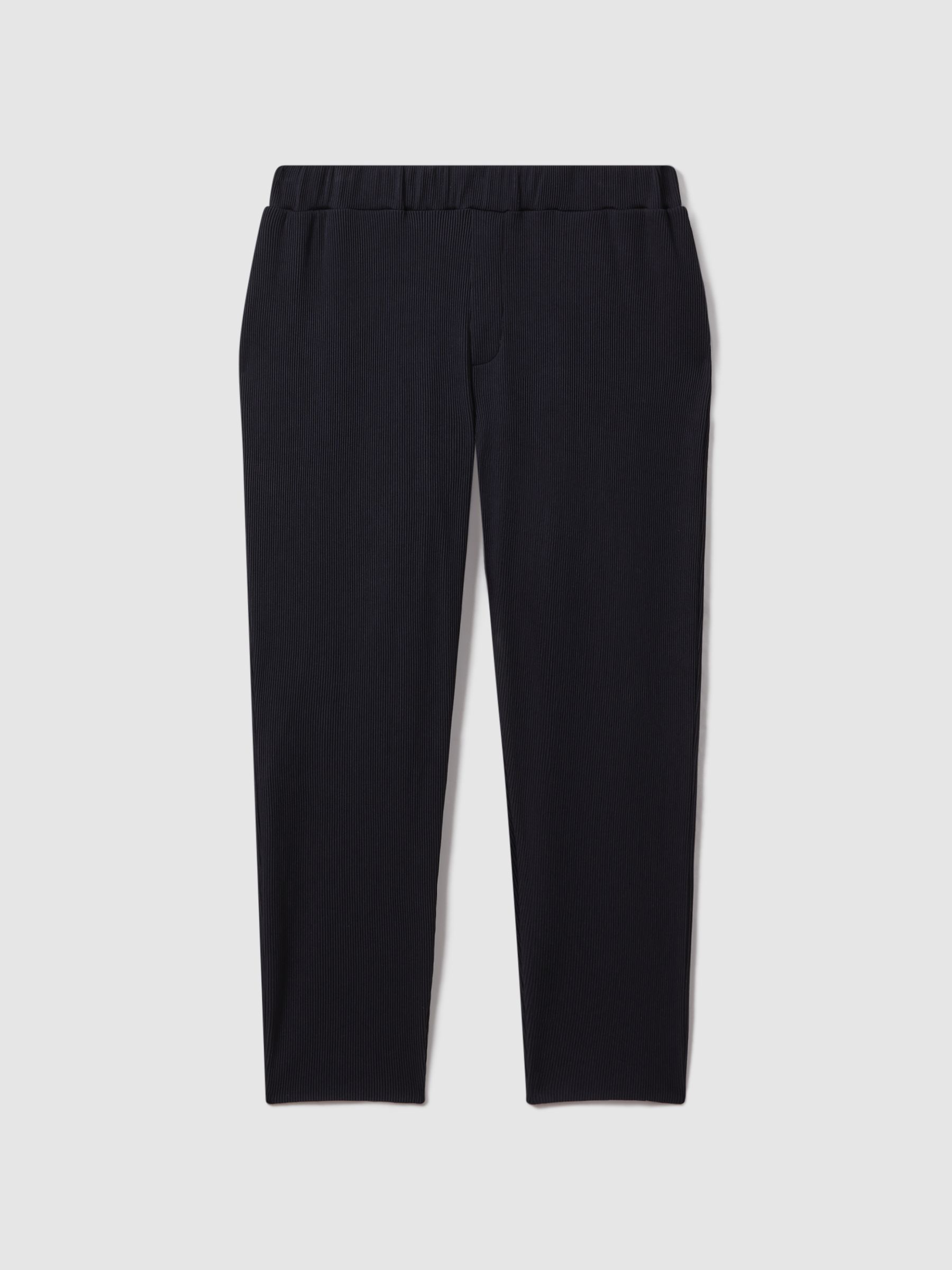 Ribbed Elasticated Waist Trousers in Navy - Image 2 of 5