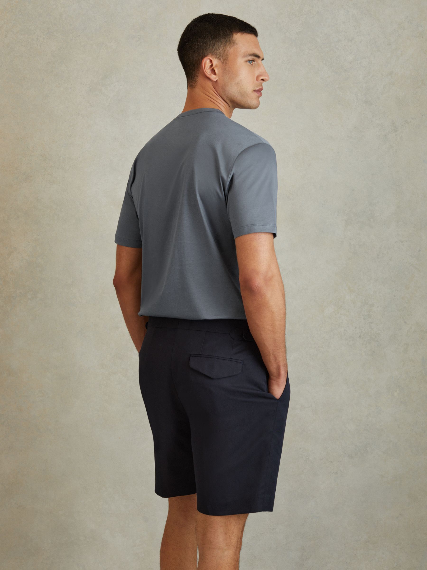 Cotton Crew Neck T-Shirt in Airforce Blue - Image 4 of 5