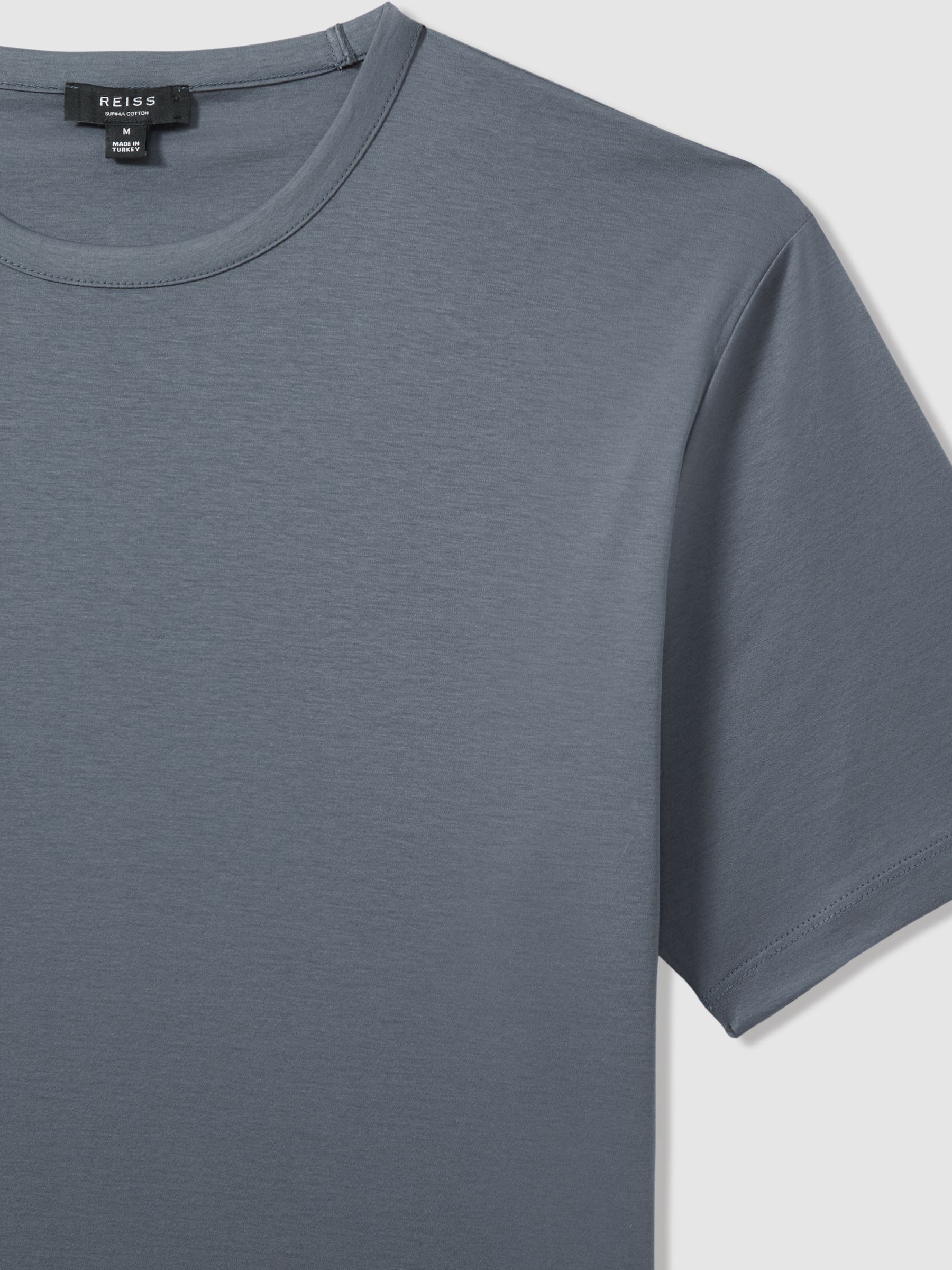 Cotton Crew Neck T-Shirt in Airforce Blue - Image 5 of 5