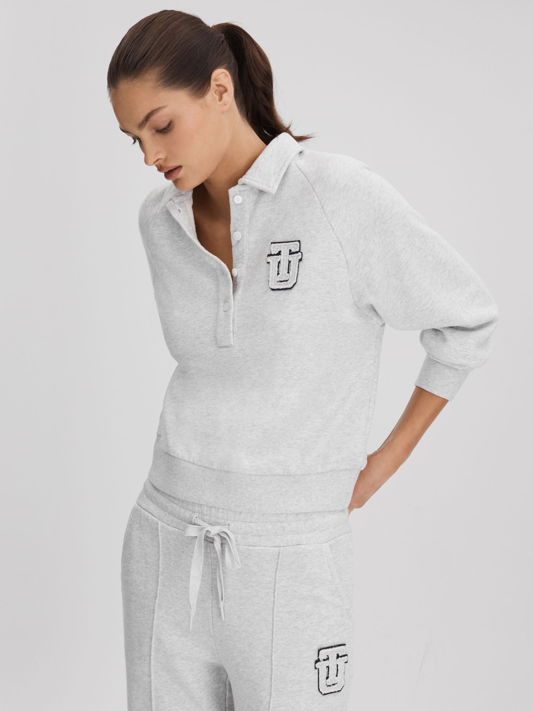 The Upside Cotton Polo Shirt in Grey - Image 1 of 6 The Upside Cotton Polo Shirt in Grey - Image 1 of 6