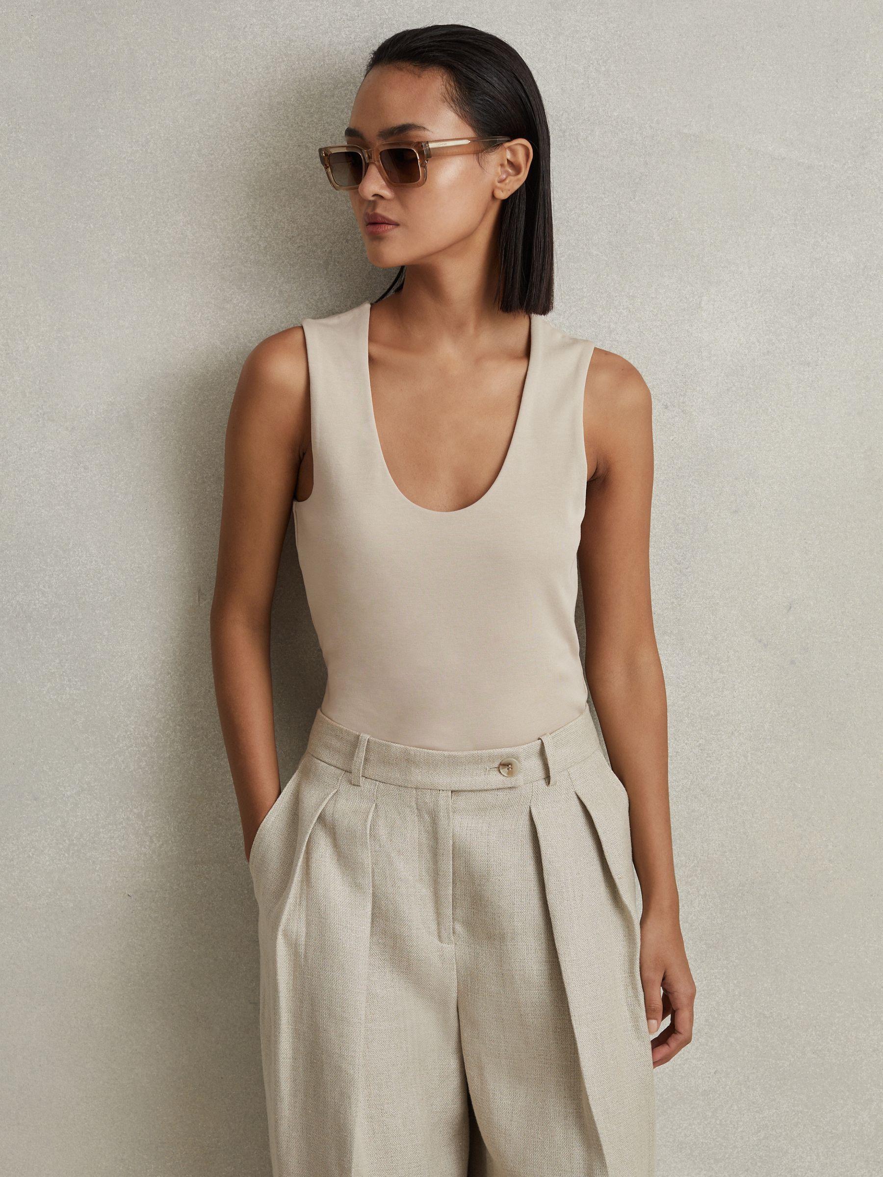 Scoop Neck Vest in Neutral - Image 1 of 5