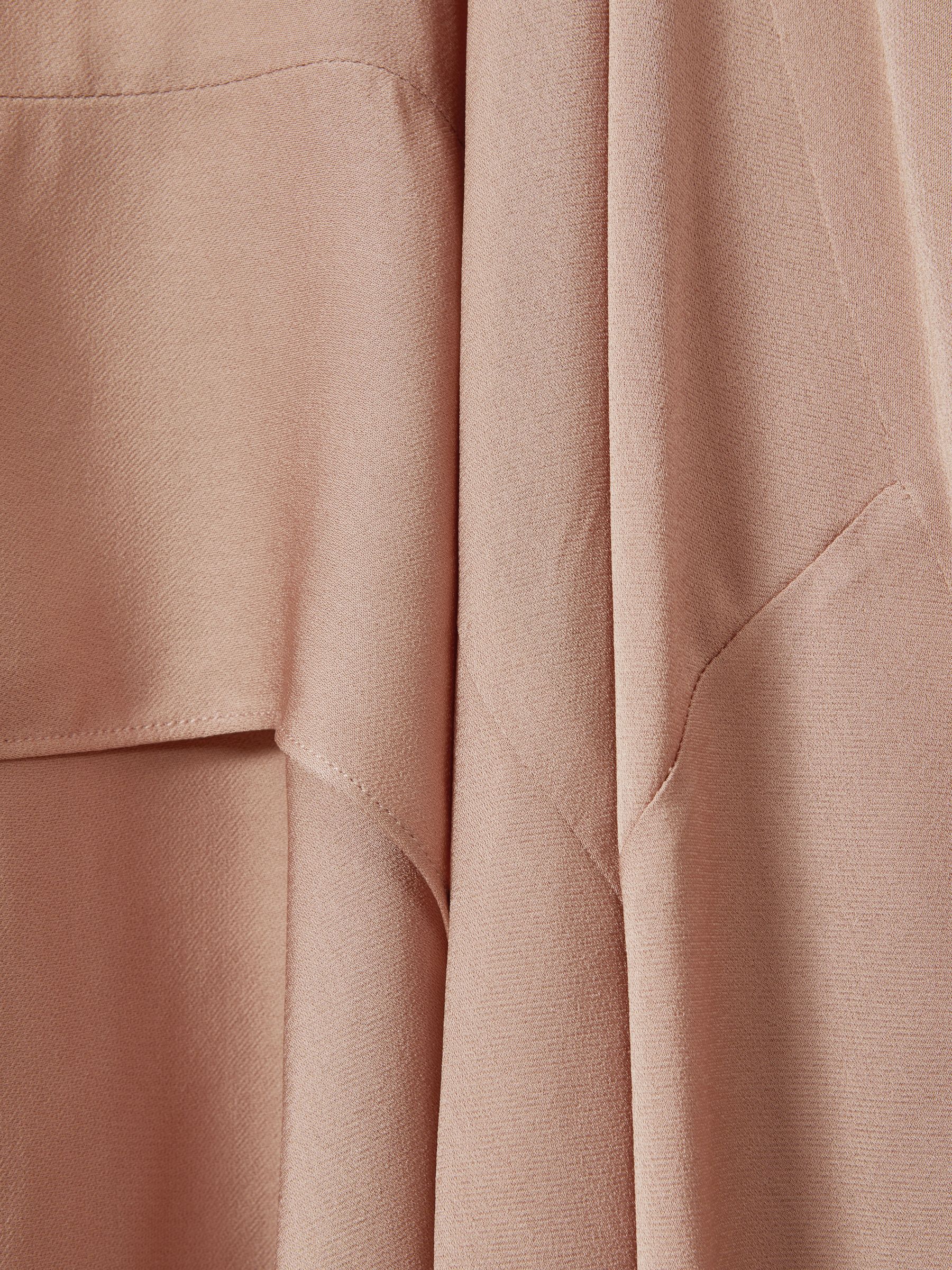 Side Pleat Asymmetric Midi Skirt in Nude - Image 5 of 5