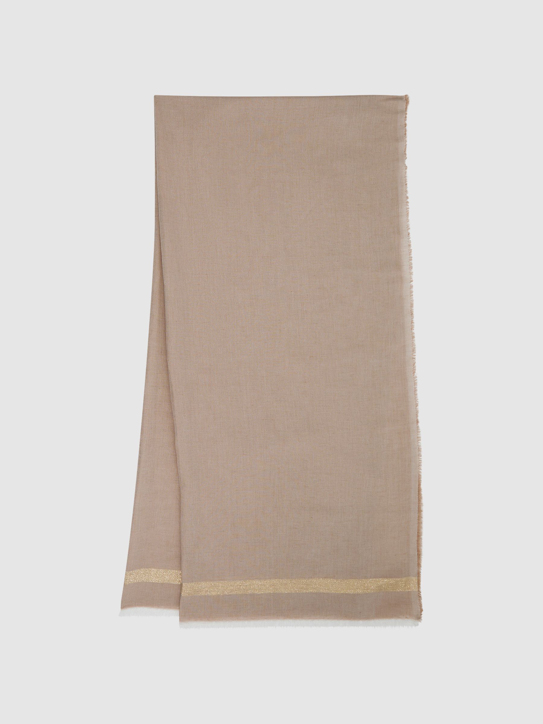 Linen Blend Sparkle Scarf in Taupe - Image 1 of 4