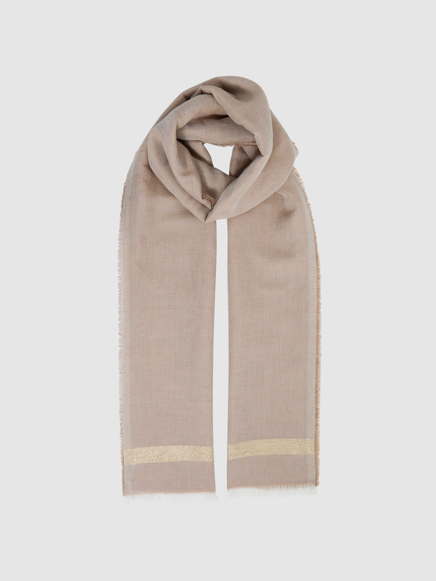 Linen Blend Sparkle Scarf in Taupe - Image 3 of 4