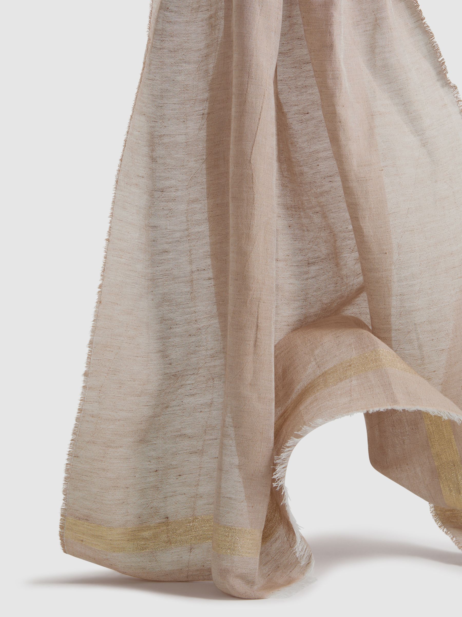 Linen Blend Sparkle Scarf in Taupe - Image 4 of 4