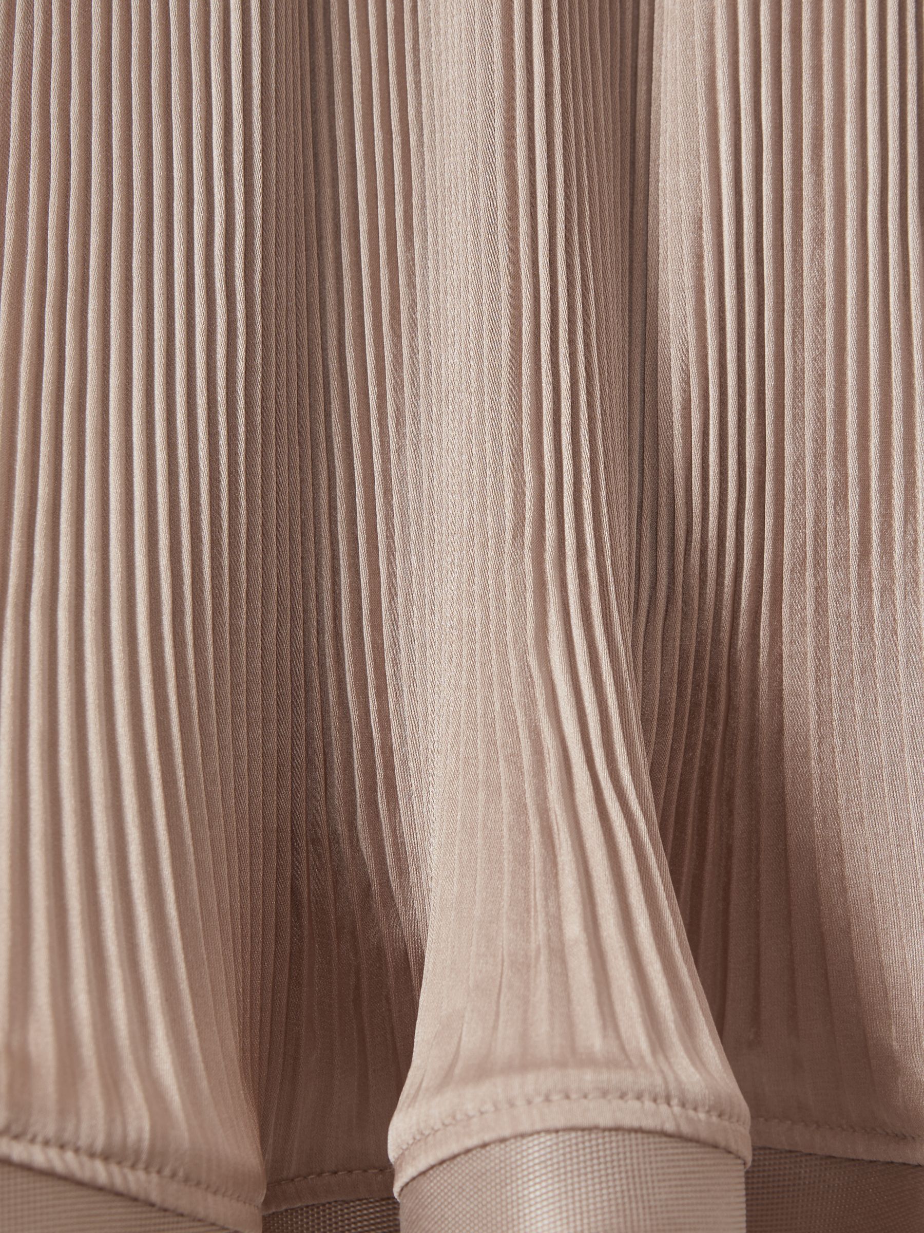 Junior Pleated Satin Trim Skirt in Camel - Image 4 of 4