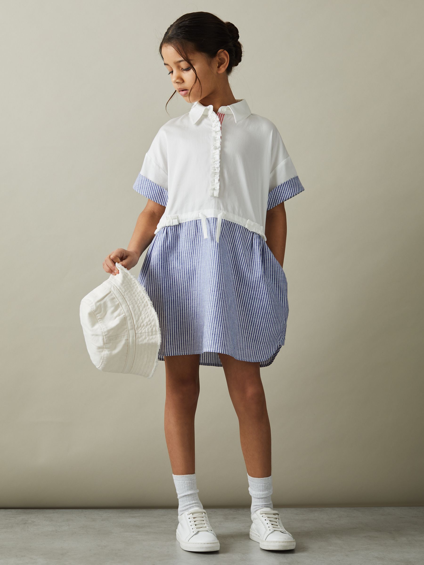 4-9 yrs Cotton Shirt Dress in Ivory - Image 1 of 5