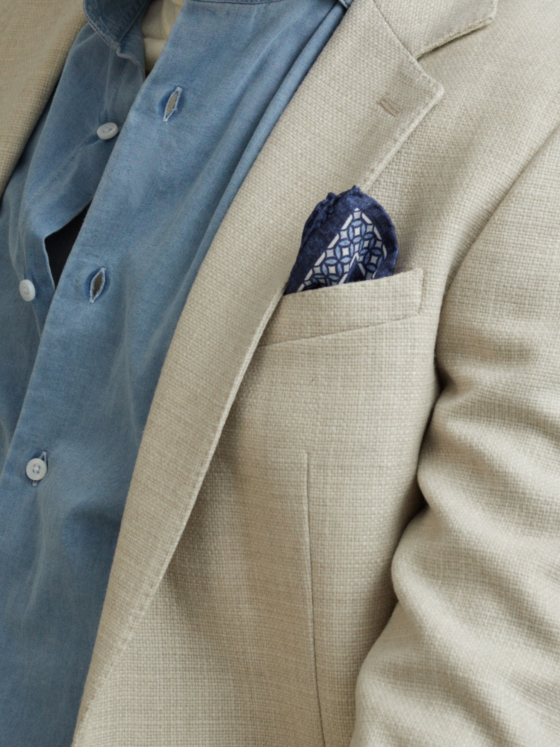 Silk Floral Print Pocket Square in Indigo - Image 2 of 5