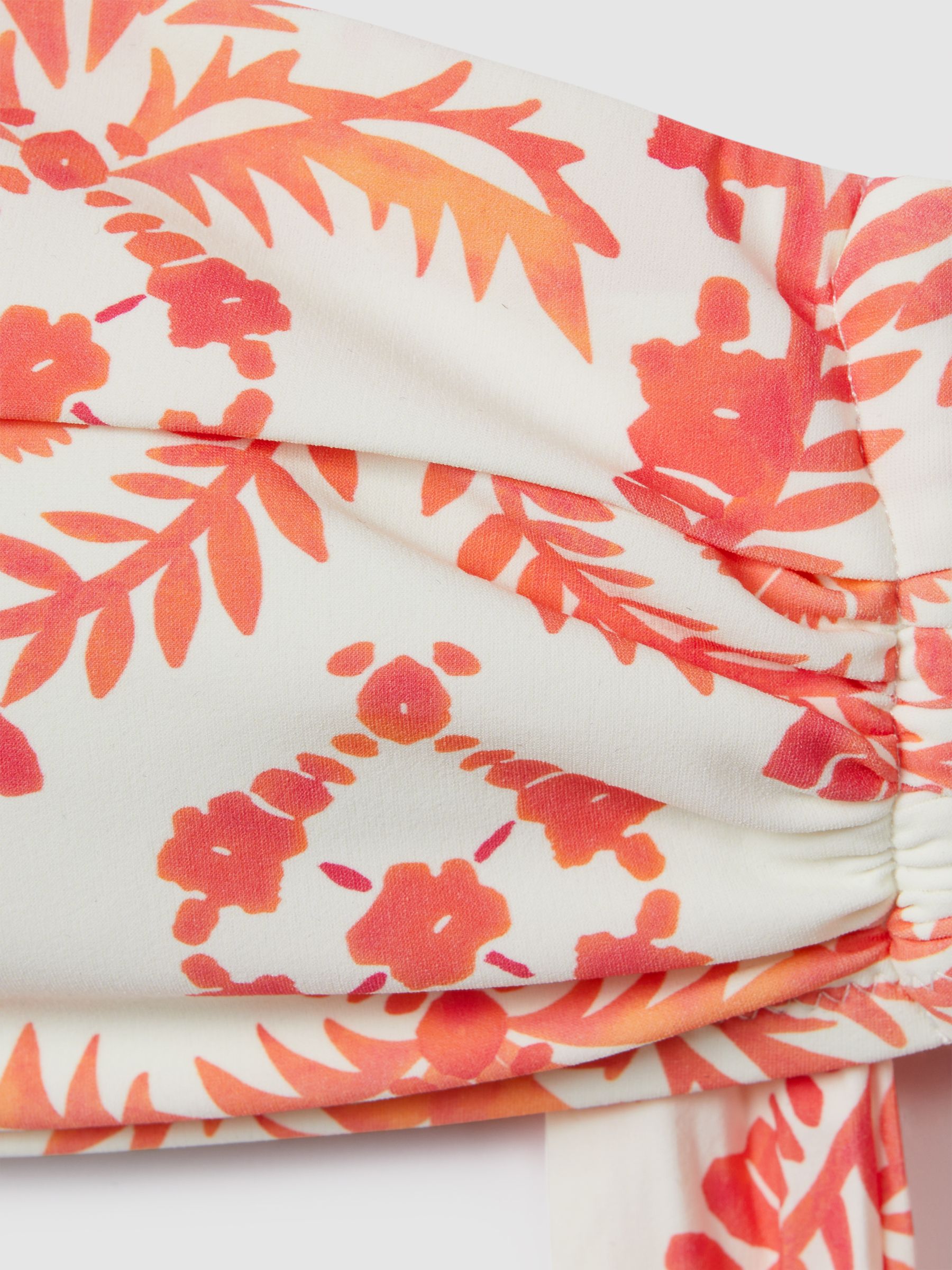 Removable Strap Bandeau Bikini Top in Cream/Coral - Image 5 of 5