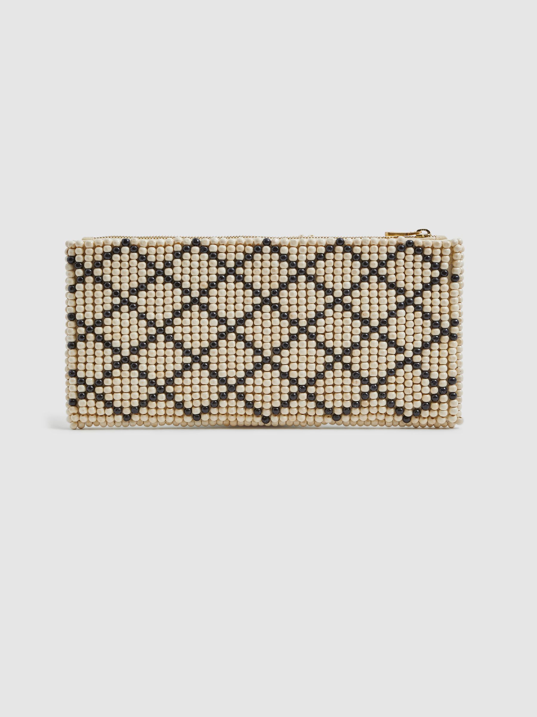 Wood-Beaded Clutch Bag in Natural/Black - Image 3 of 5