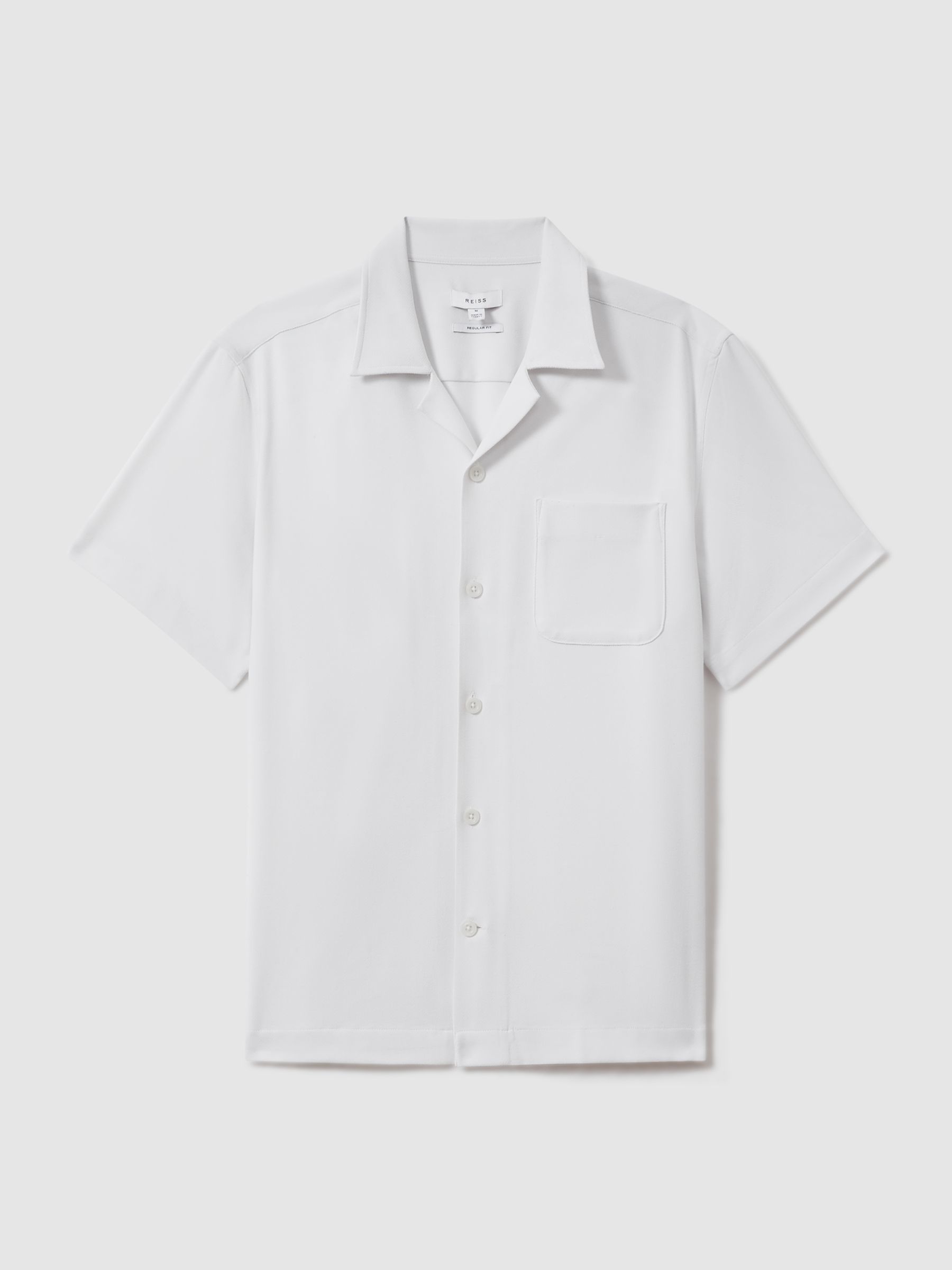 Herringbone Cuban Collar Shirt in White - Image 2 of 5