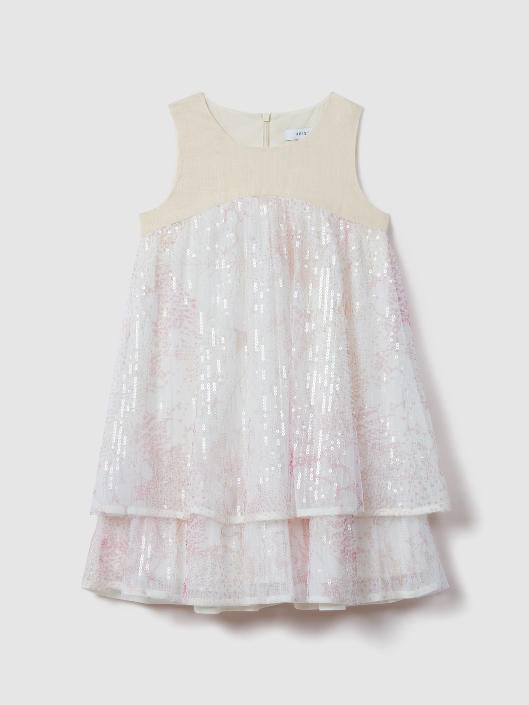 Tiered Sequin Dress in Pink - Image 1 of 4