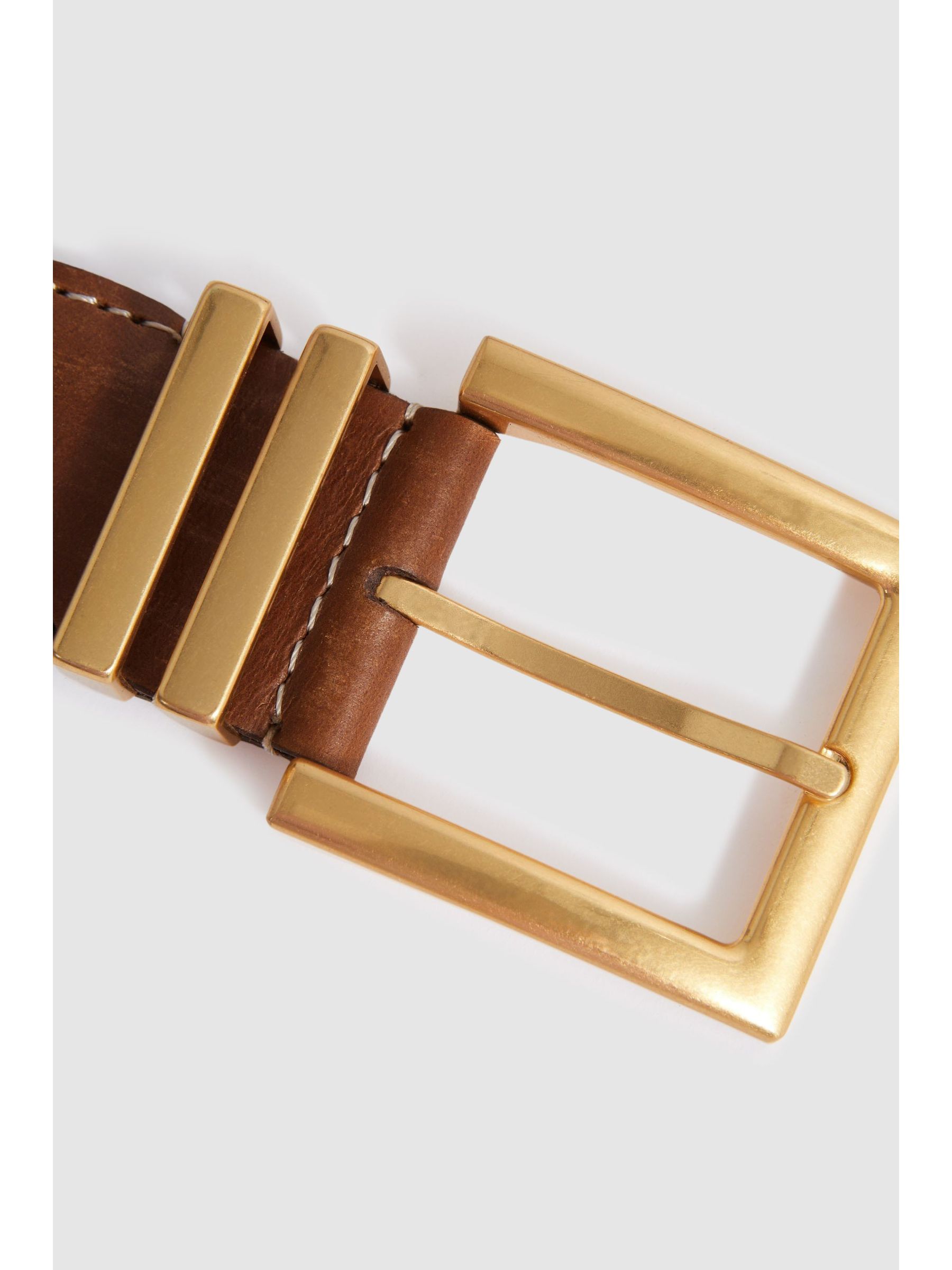 Woven Leather Belt in Tan - Image 3 of 4