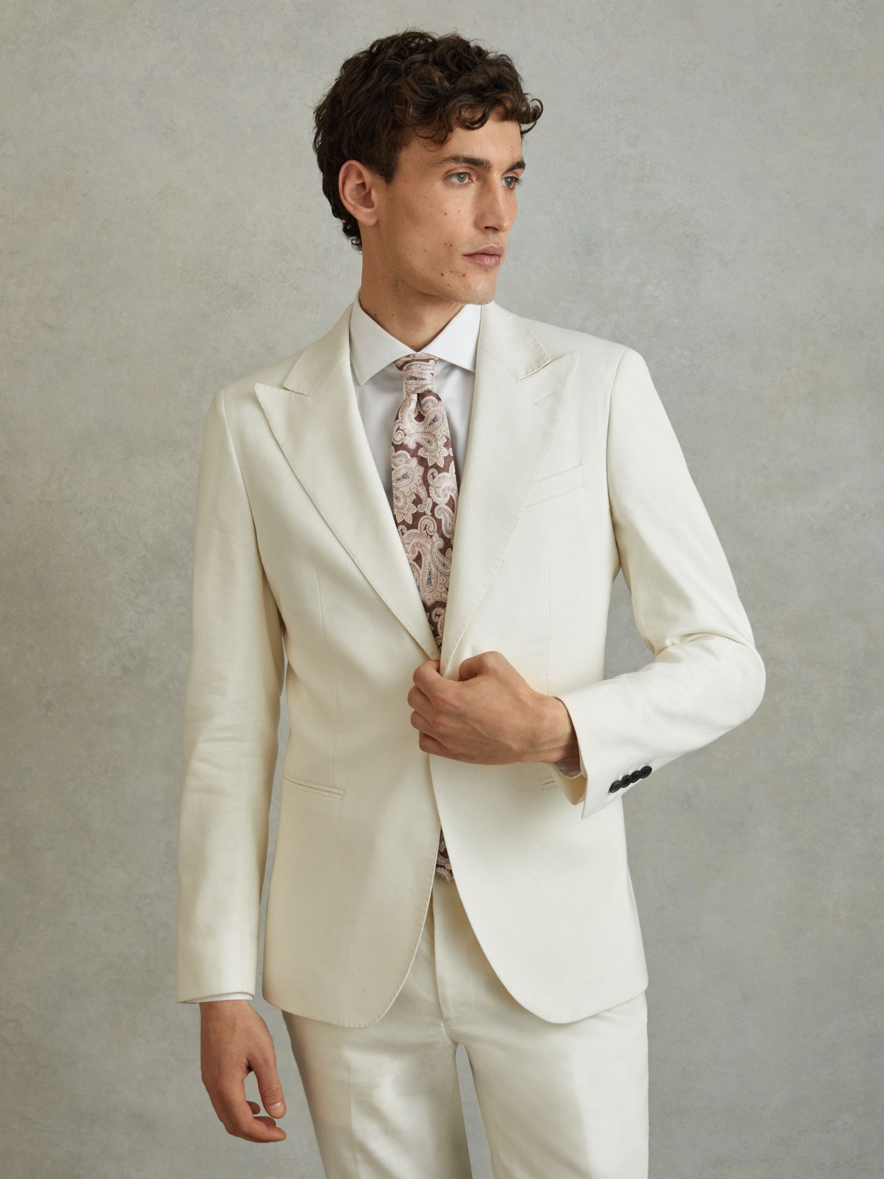 Silk Paisley Print Tie in Tobacco/Oatmeal - Image 2 of 5