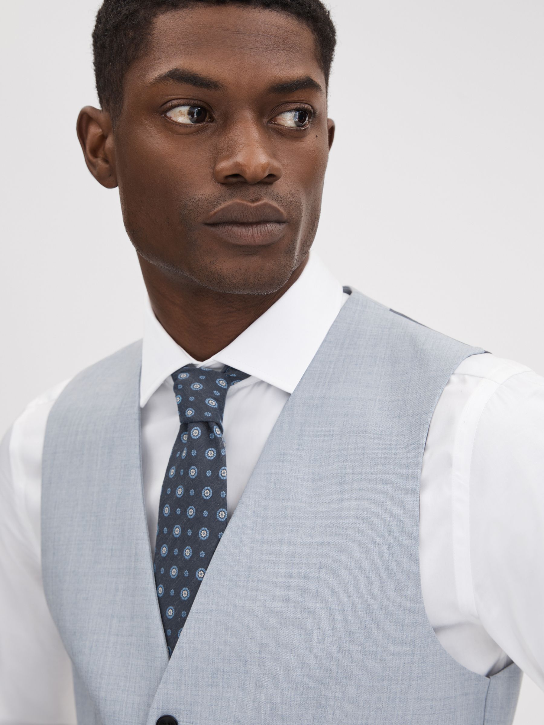 Cotton Silk Medallion Design Tie in Navy - Image 2 of 4