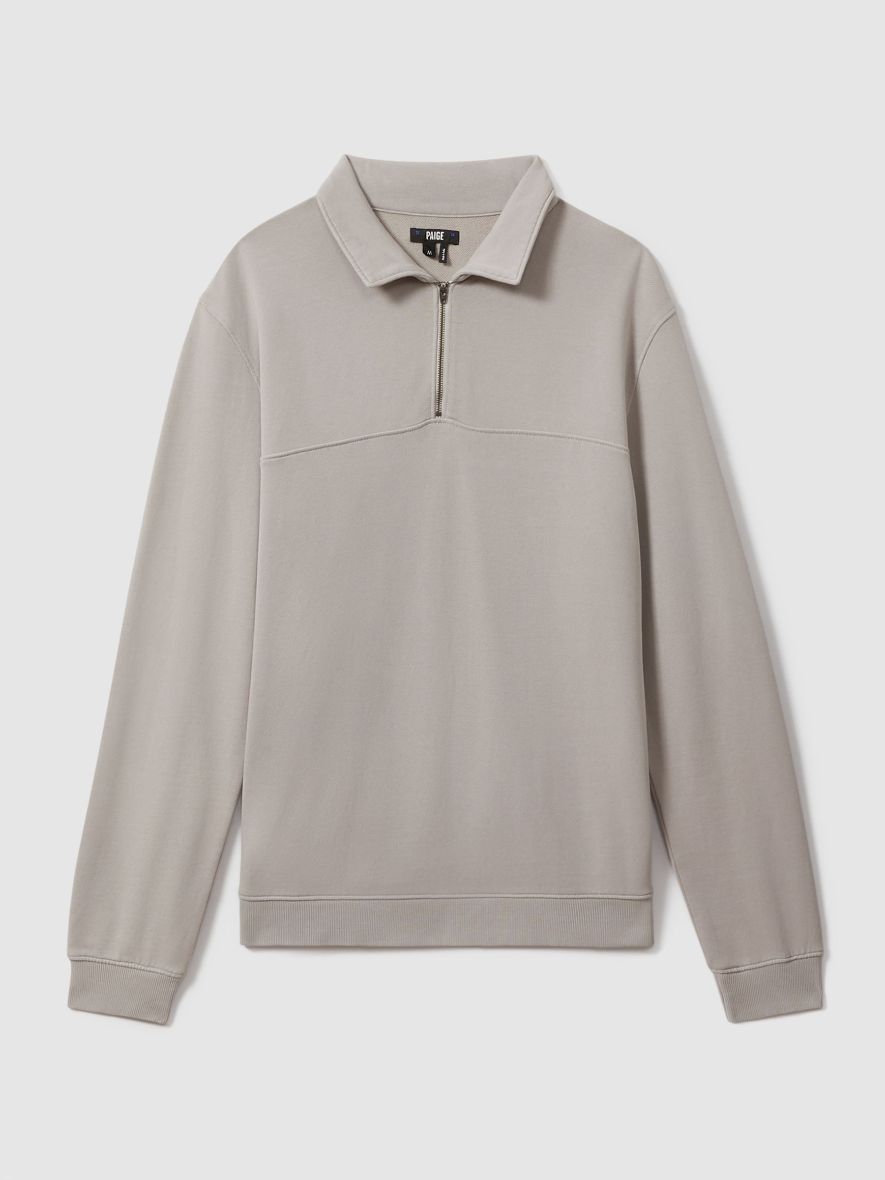 Paige Cotton Quarter-Zip Jumper in Grey Shadow - Image 1 of 5