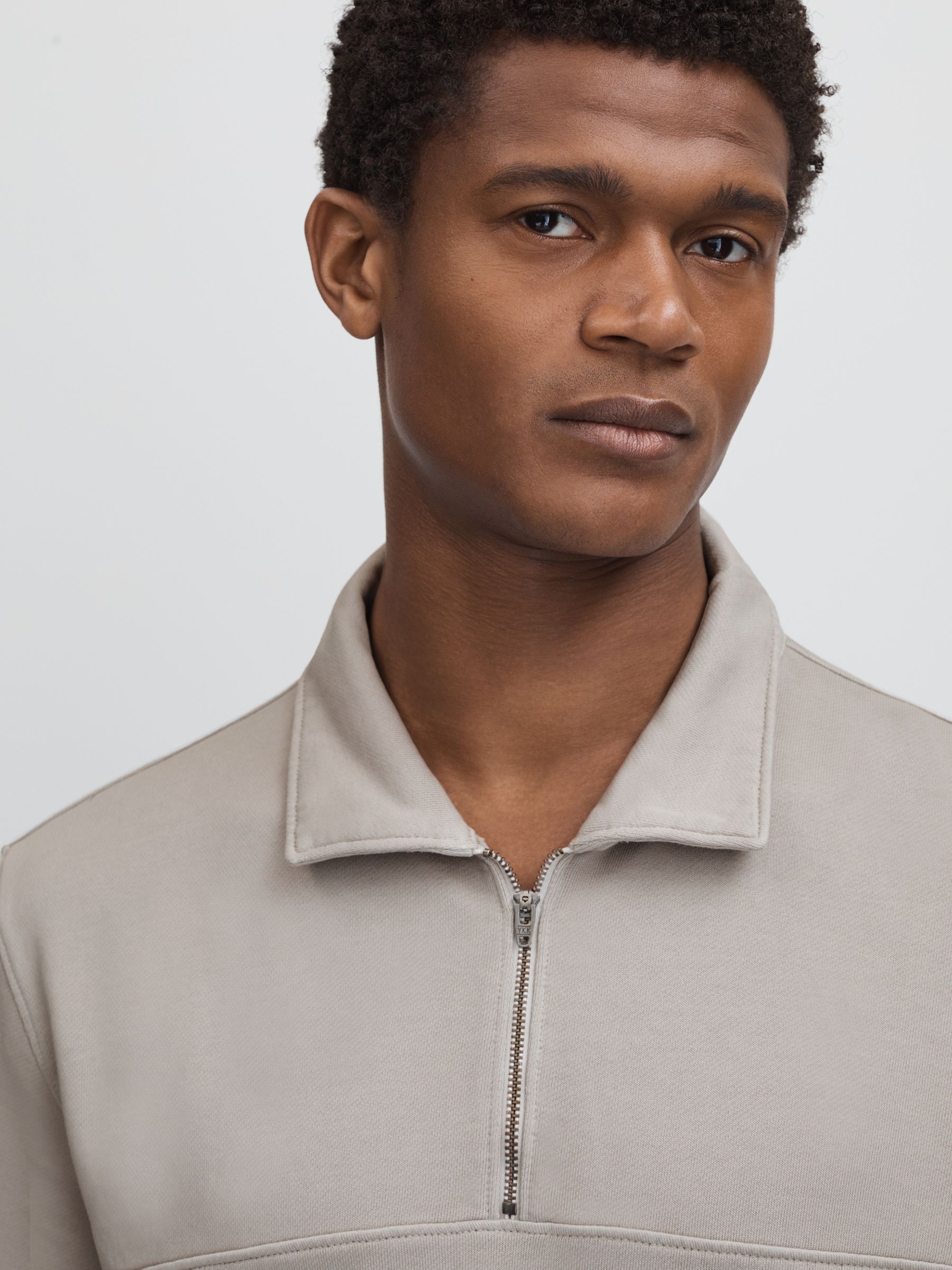 Paige Cotton Quarter-Zip Jumper in Grey Shadow - Image 3 of 5