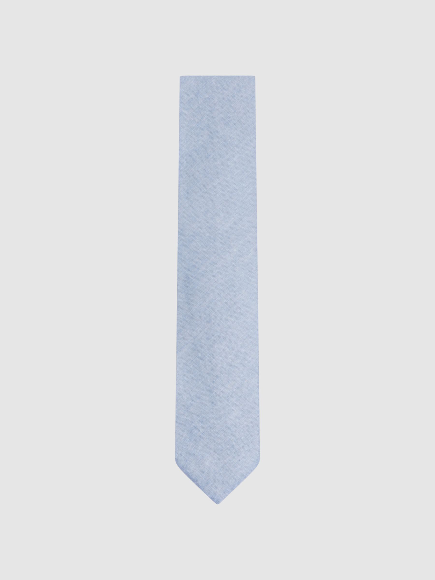 Linen Tie in Sky Blue Melange - Image 1 of 5