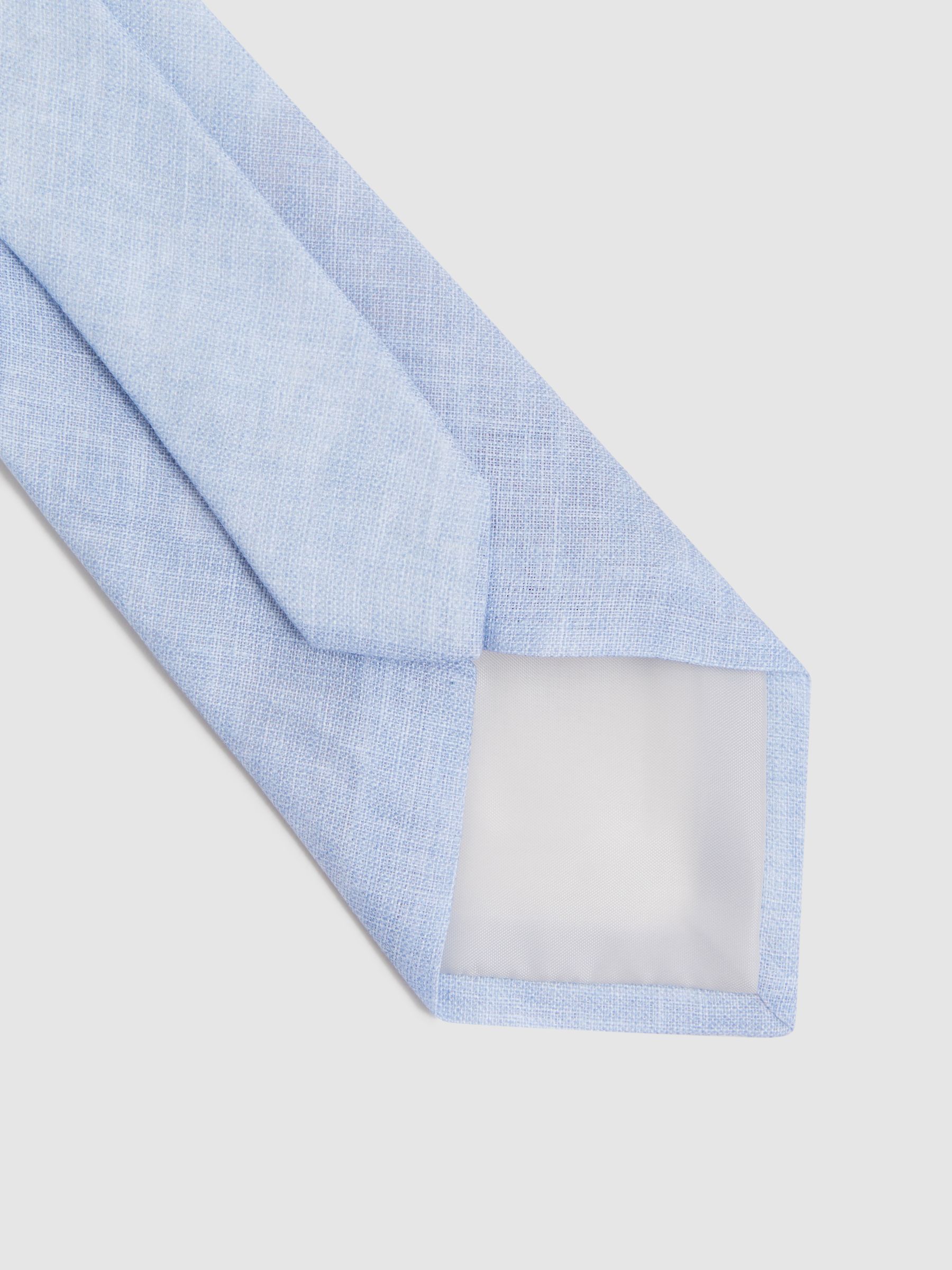 Linen Tie in Sky Blue Melange - Image 4 of 5