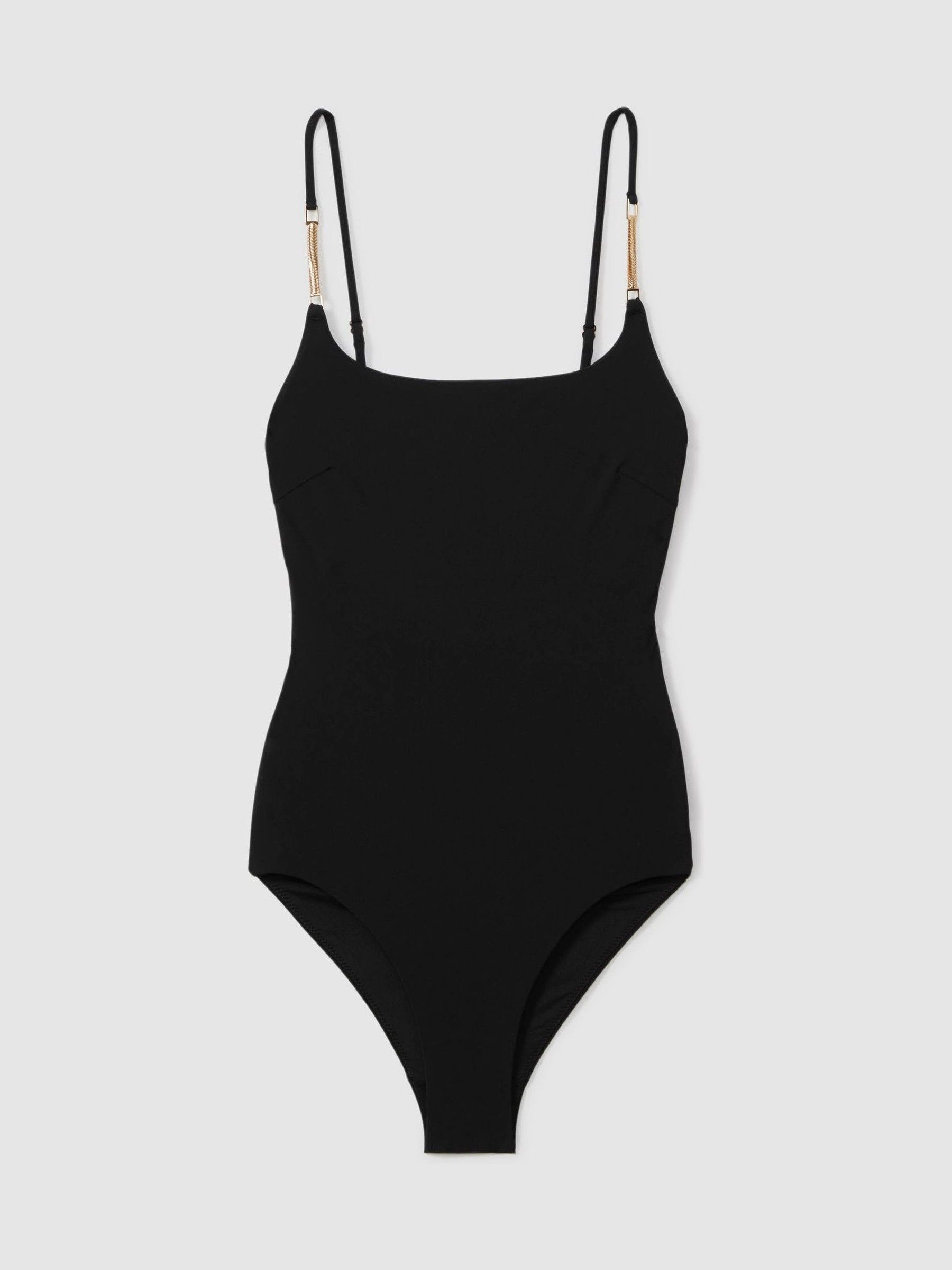 Chain Detail Underwired Swimsuit in Black - Image 2 of 5