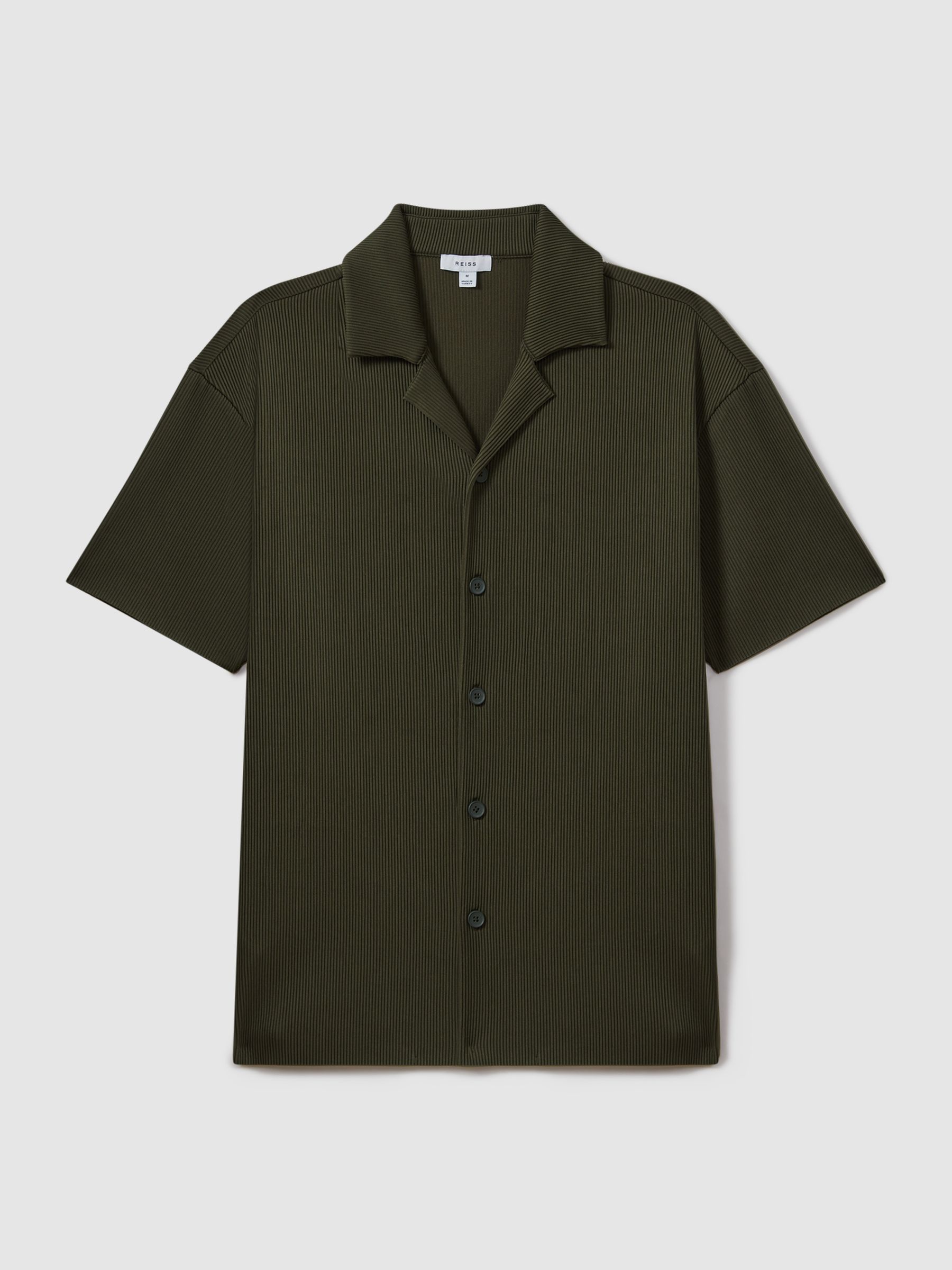 Ribbed Cuban Collar Shirt in Green - Image 2 of 5