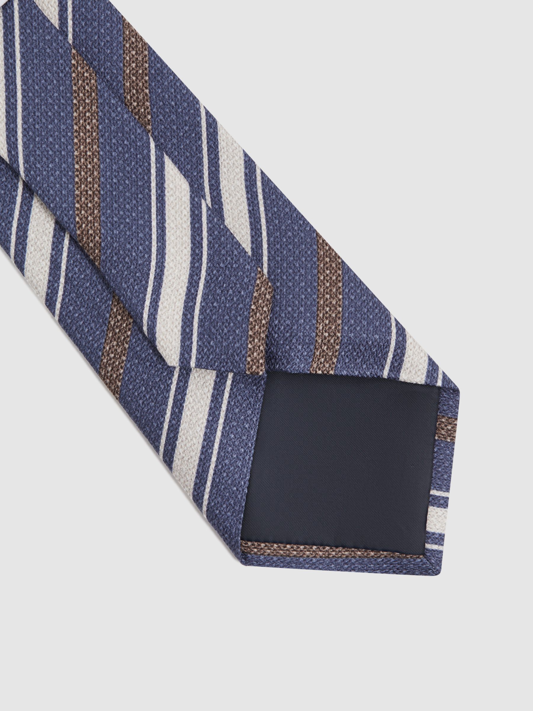 Silk Striped Tie in Indigo - Image 4 of 5