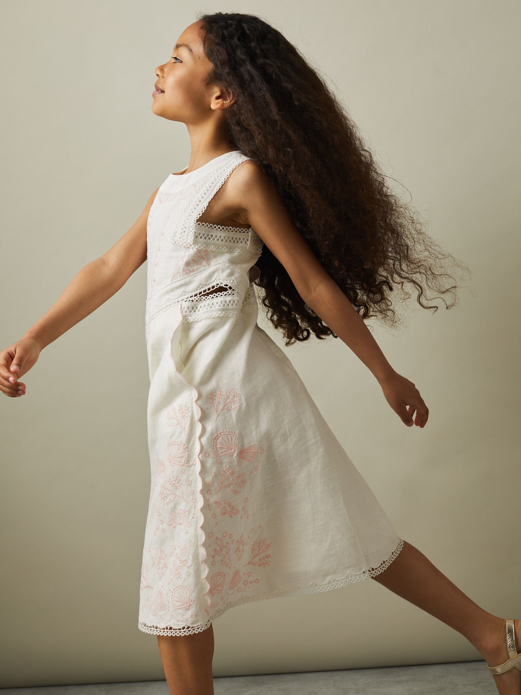 4-9 yrs Embroidered Lace Dress in Ivory - Image 4 of 5