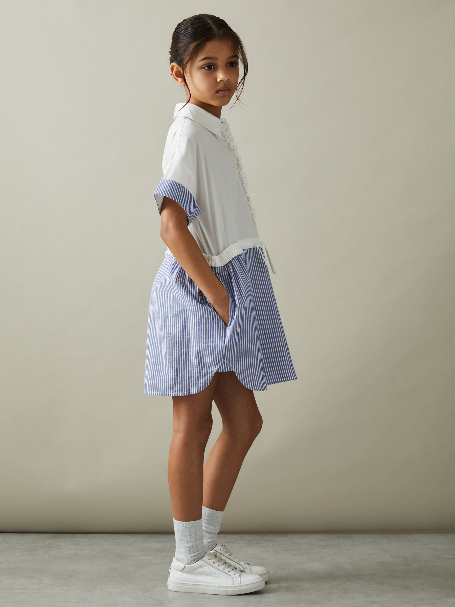 9-13 yrs Cotton Shirt Dress in Ivory - Image 4 of 5