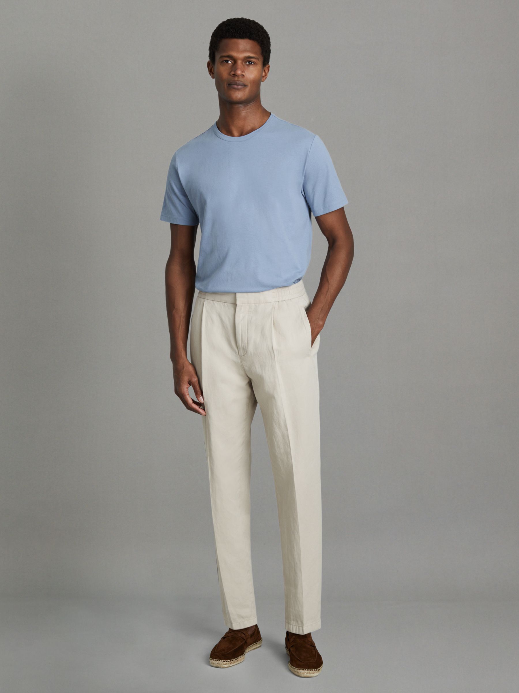 Cotton Crew Neck T-Shirt in Reef Blue - Image 1 of 6
