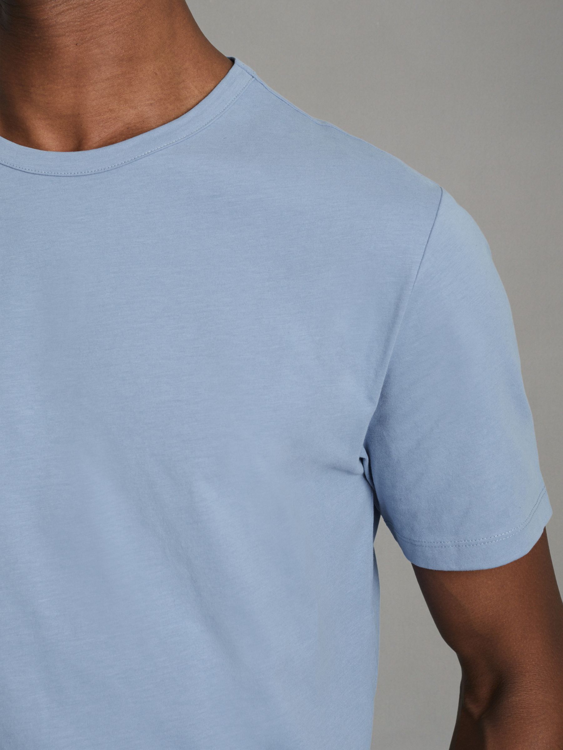 Cotton Crew Neck T-Shirt in Reef Blue - Image 4 of 6