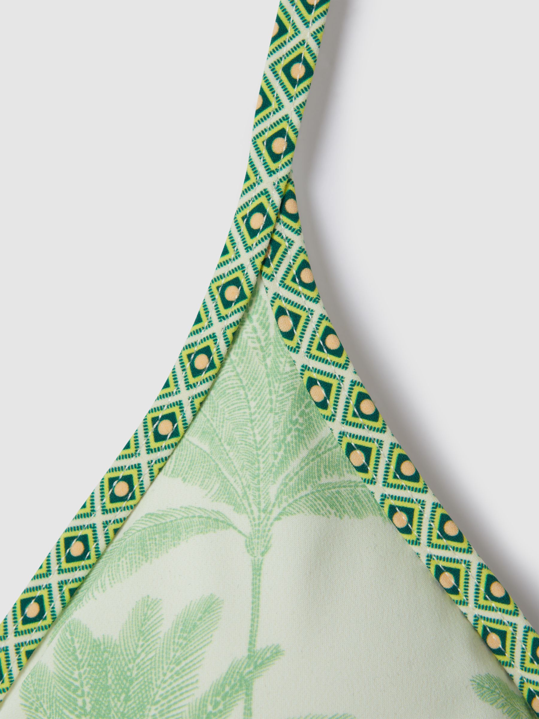 Palm Tree Print Bikini Top in Green/Cream - Image 6 of 6