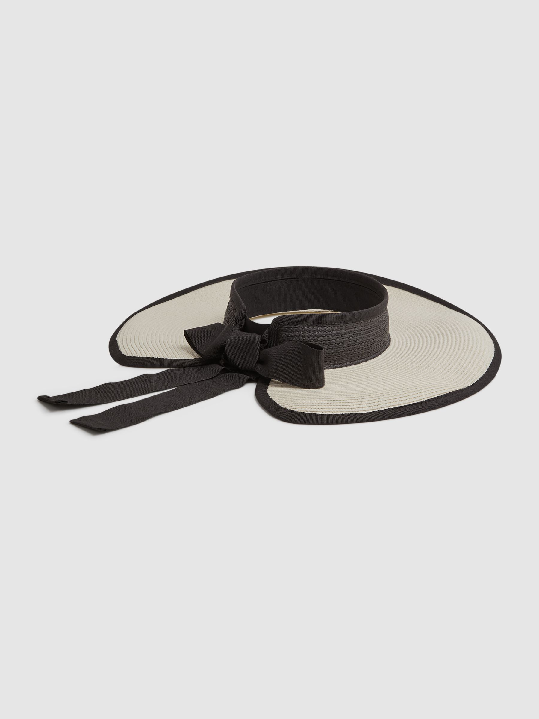 Oversized Raffia Visor in Natural - Image 3 of 4