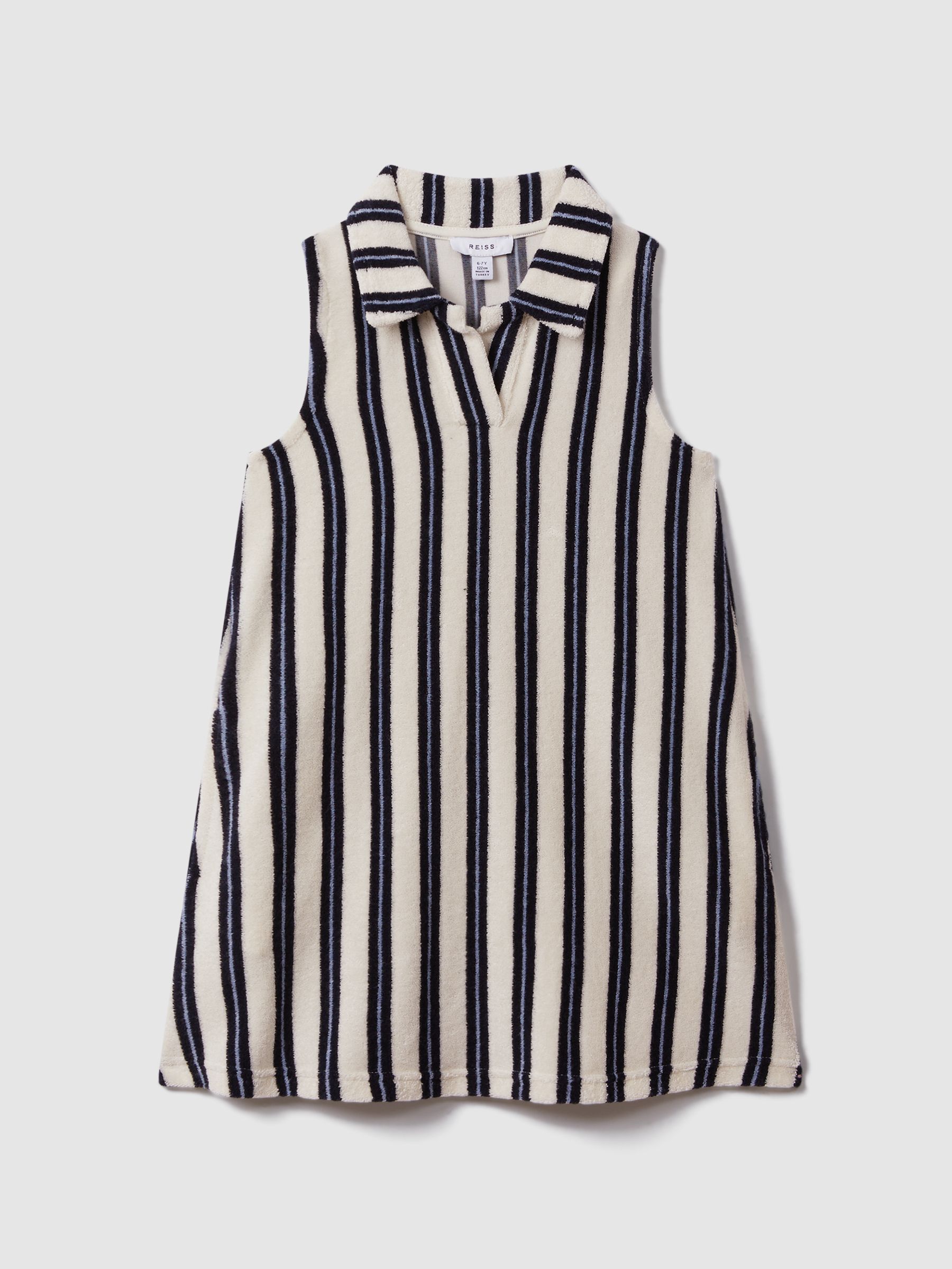 9-13 yrs Towelling Open Collar Dress in Ivory Print - Image 2 of 4