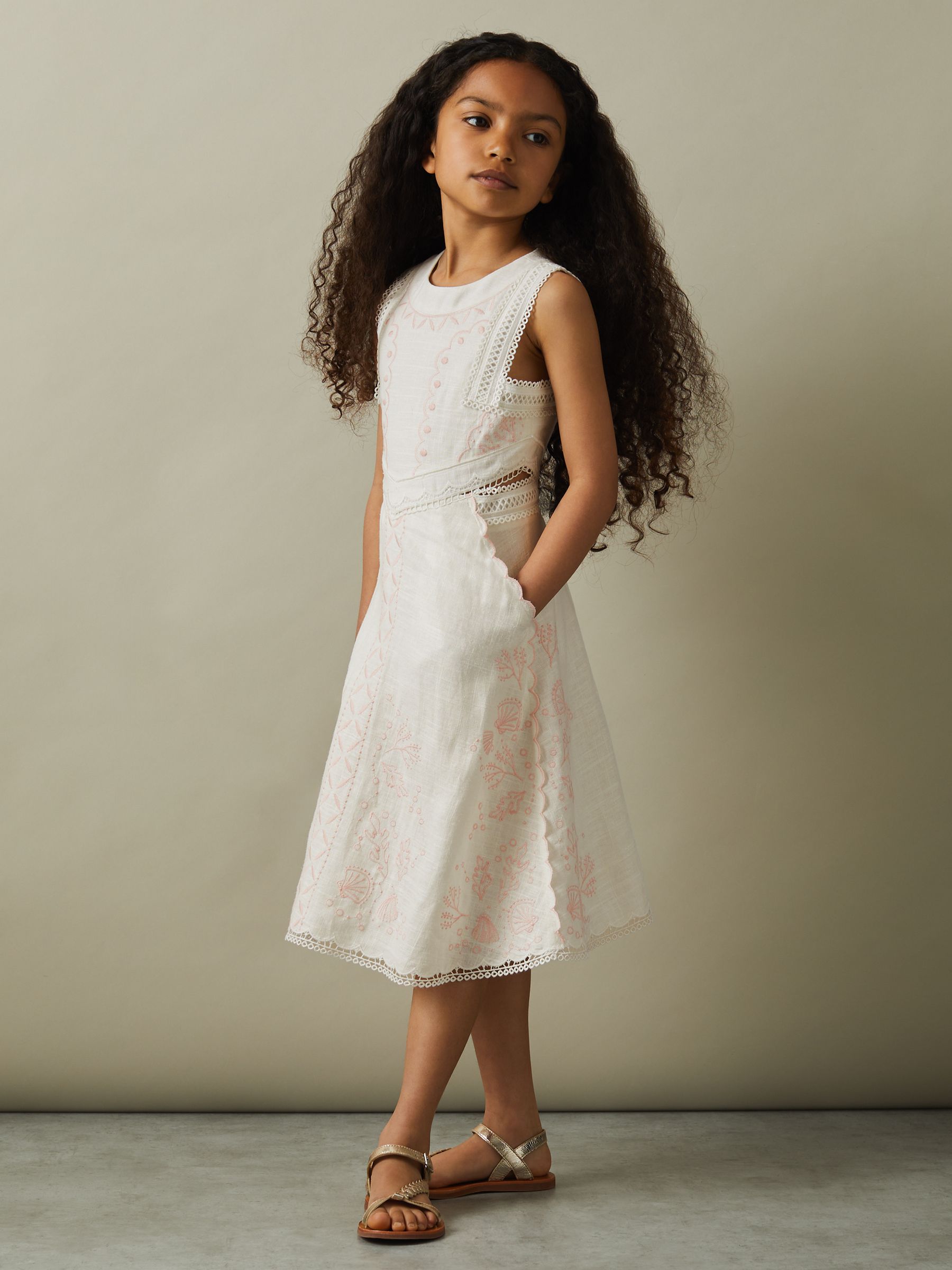 13-14 yrs Embroidered Lace Dress in Ivory - Image 2 of 5 13-14 yrs Embroidered Lace Dress in Ivory - Image 2 of 5